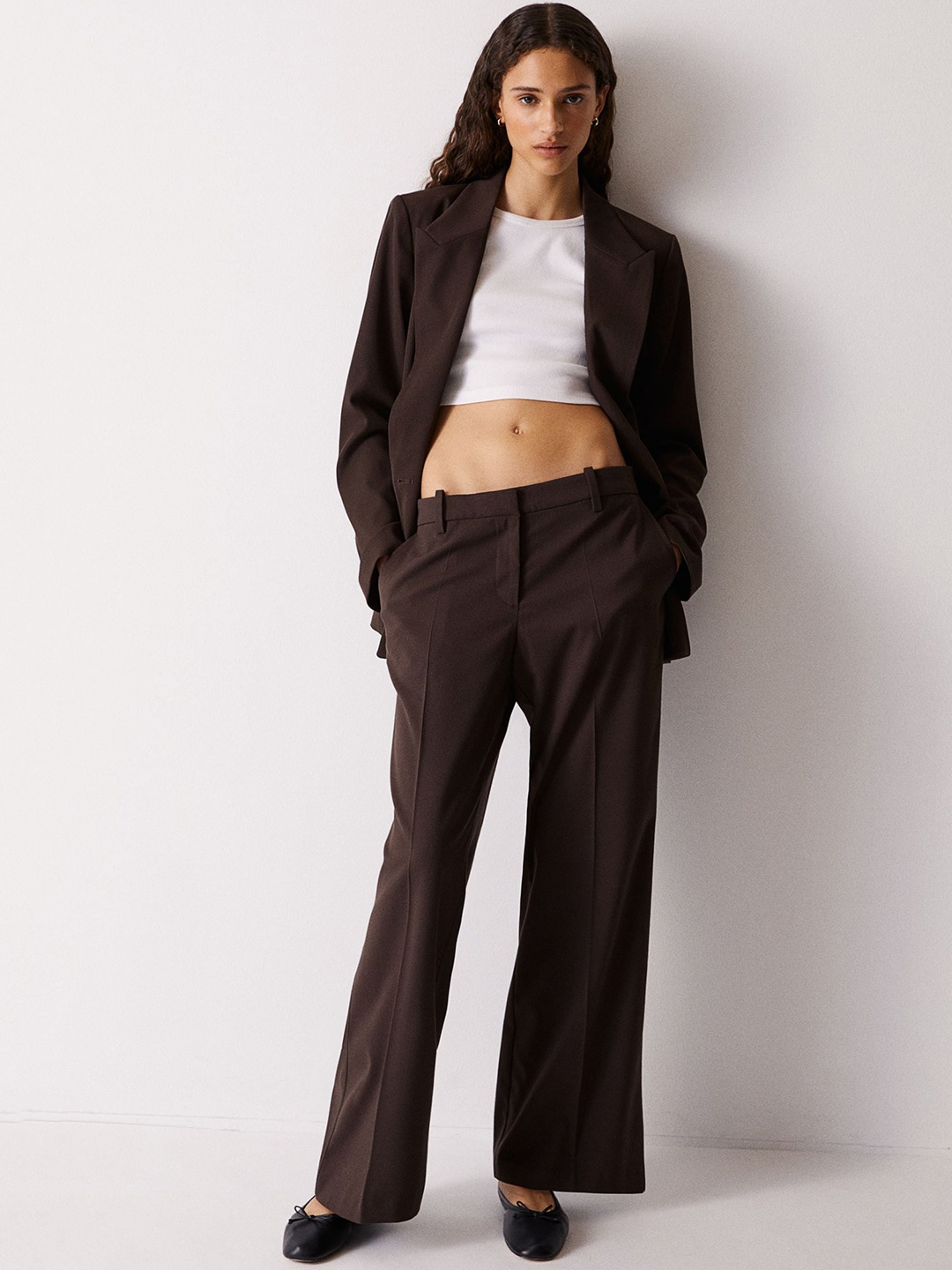 

H&M Women Tailored Trousers, Brown