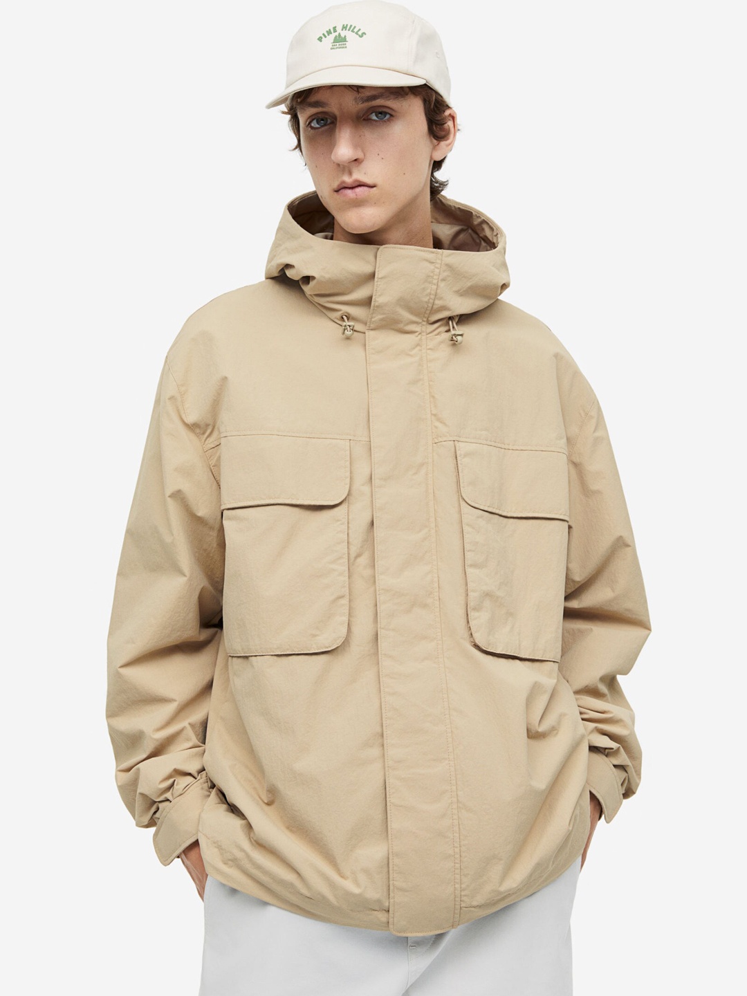 

H&M Loose Fit Water-Repellent Jacket, Beige