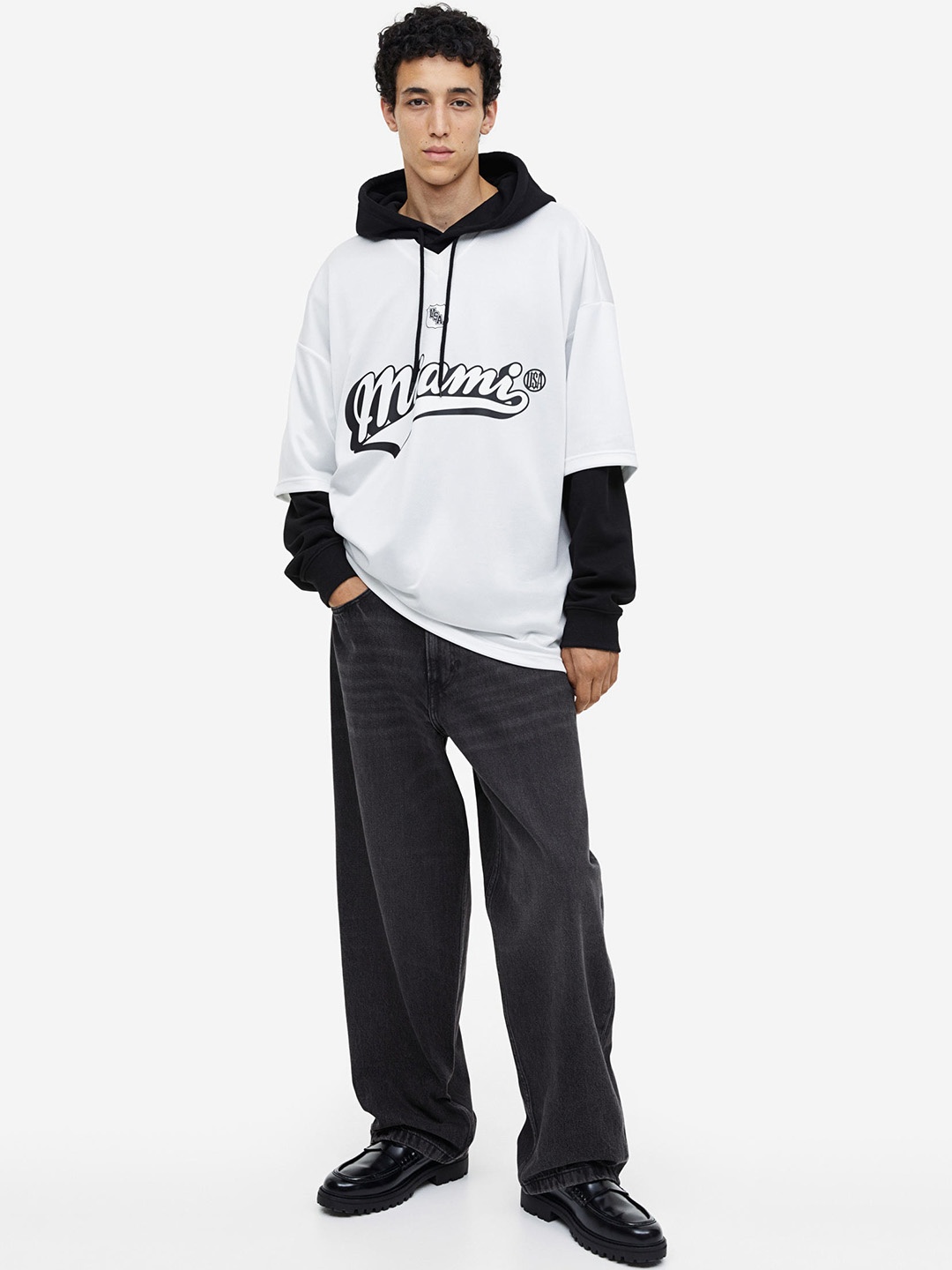 

H&M Pure Cotton Baggy Jeans, Grey