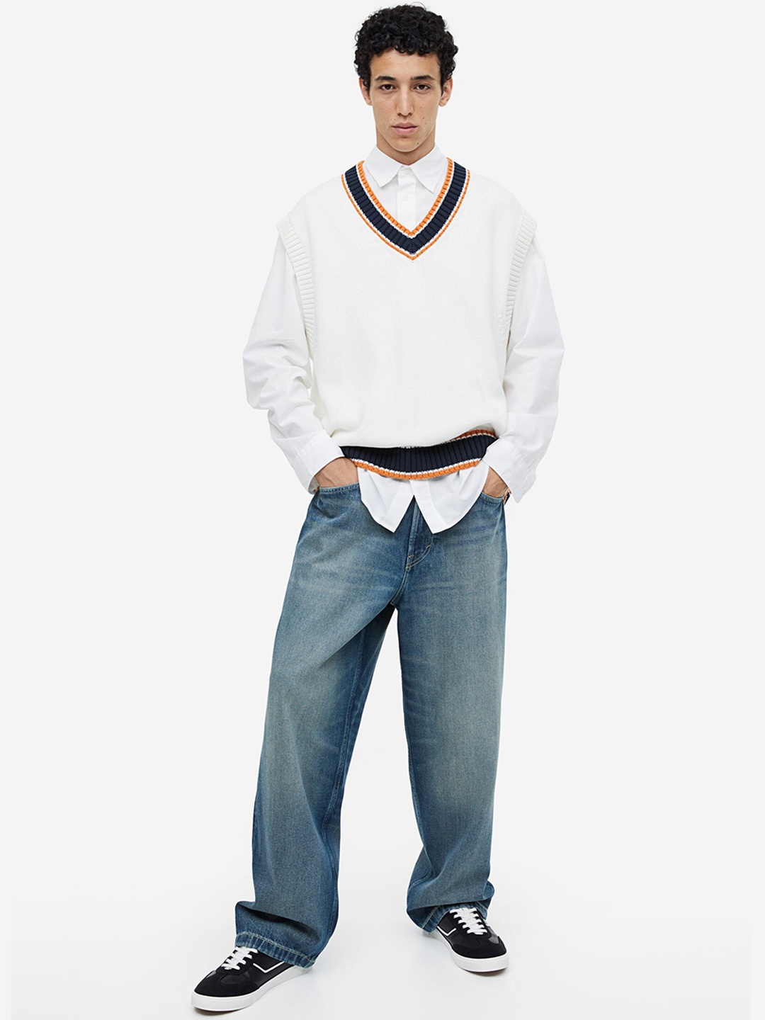 

H&M Pure Cotton Baggy Jeans, Blue