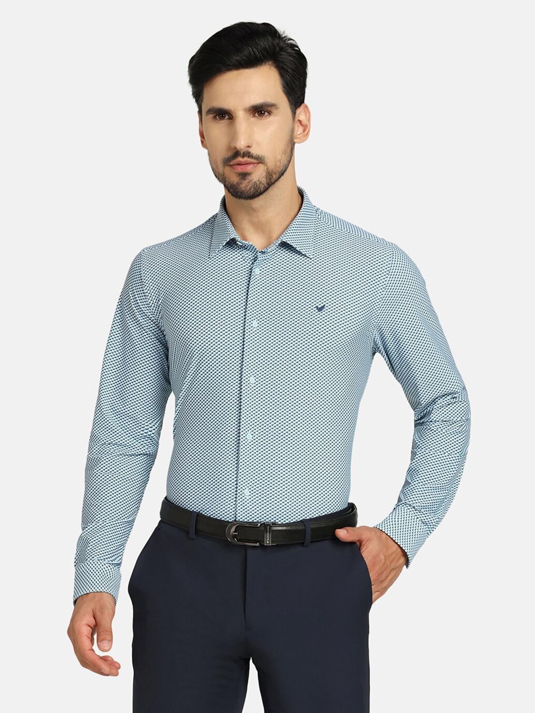 

Blackberrys TechPro Men Blue Printed Formal Shirts