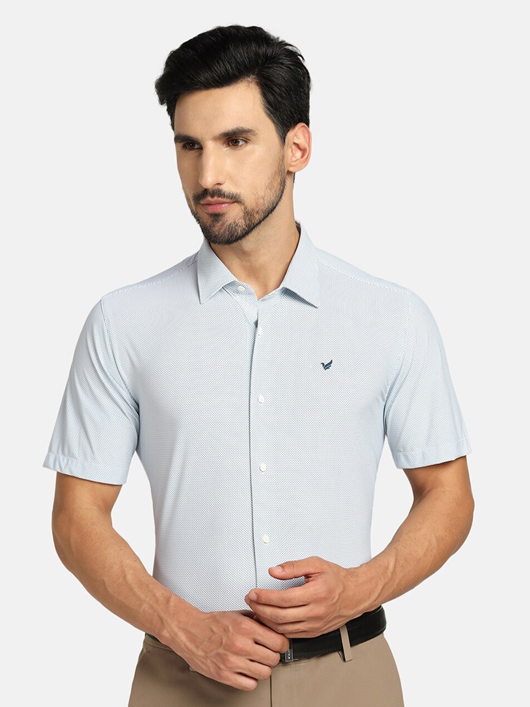 

Blackberrys TechPro Men Half Sleeve Blue Printed Formal Shirts