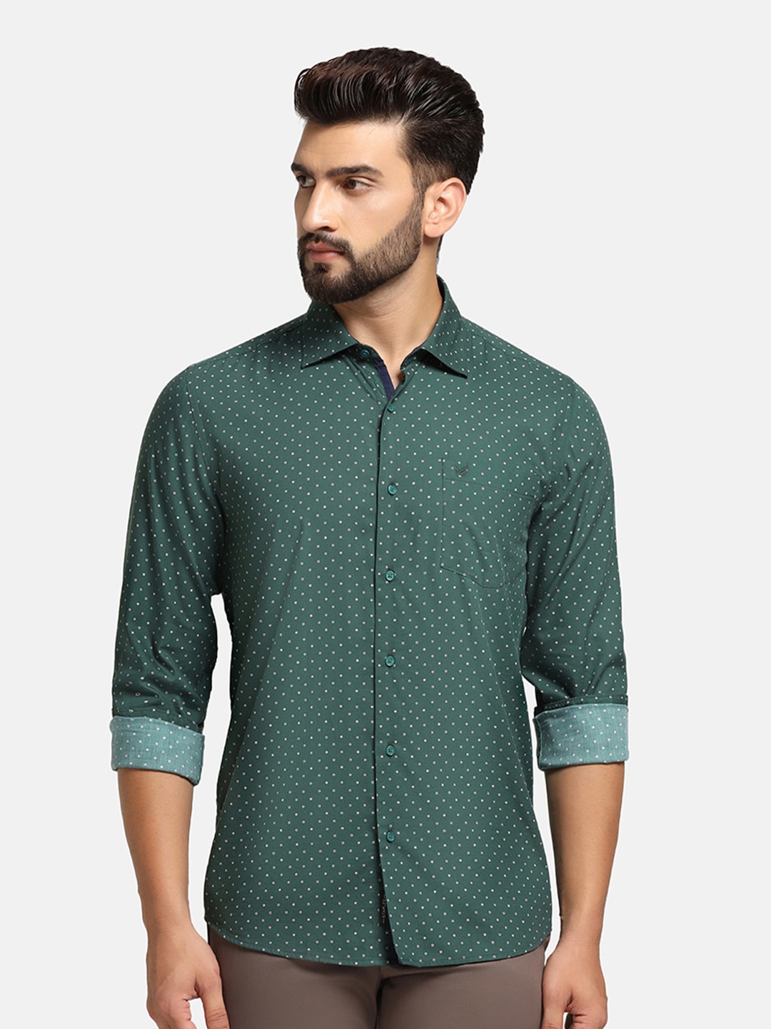 

Blackberrys India Slim Micro Ditsy Printed Casual Shirt, Green