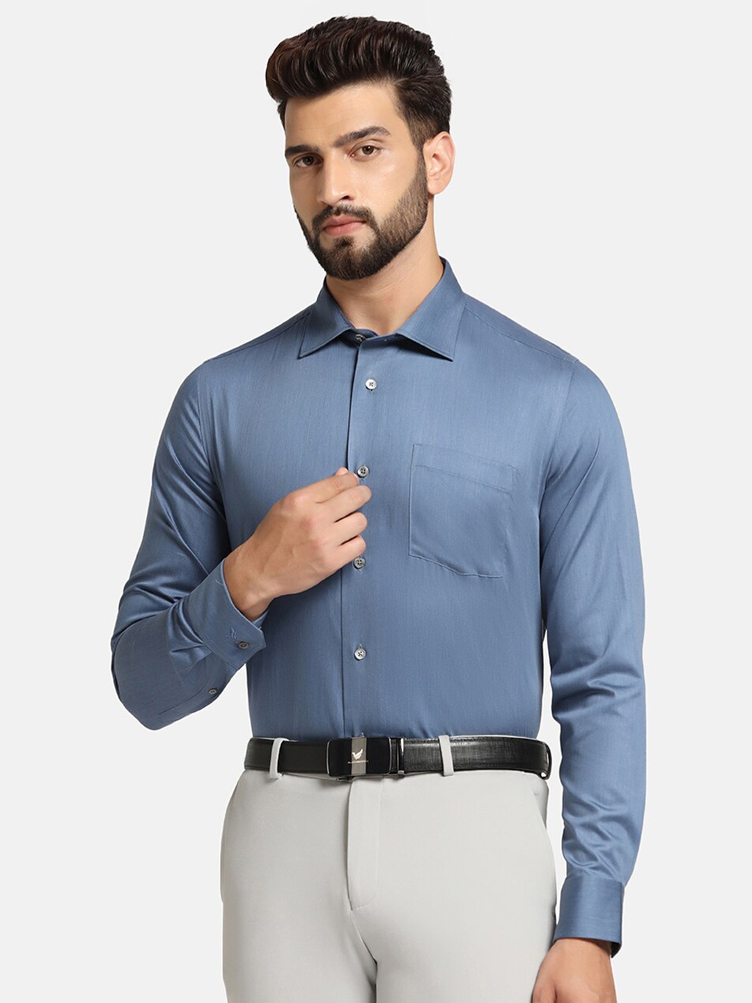 

Blackberrys India Slim Opaque Pure Cotton Formal Shirt, Navy blue