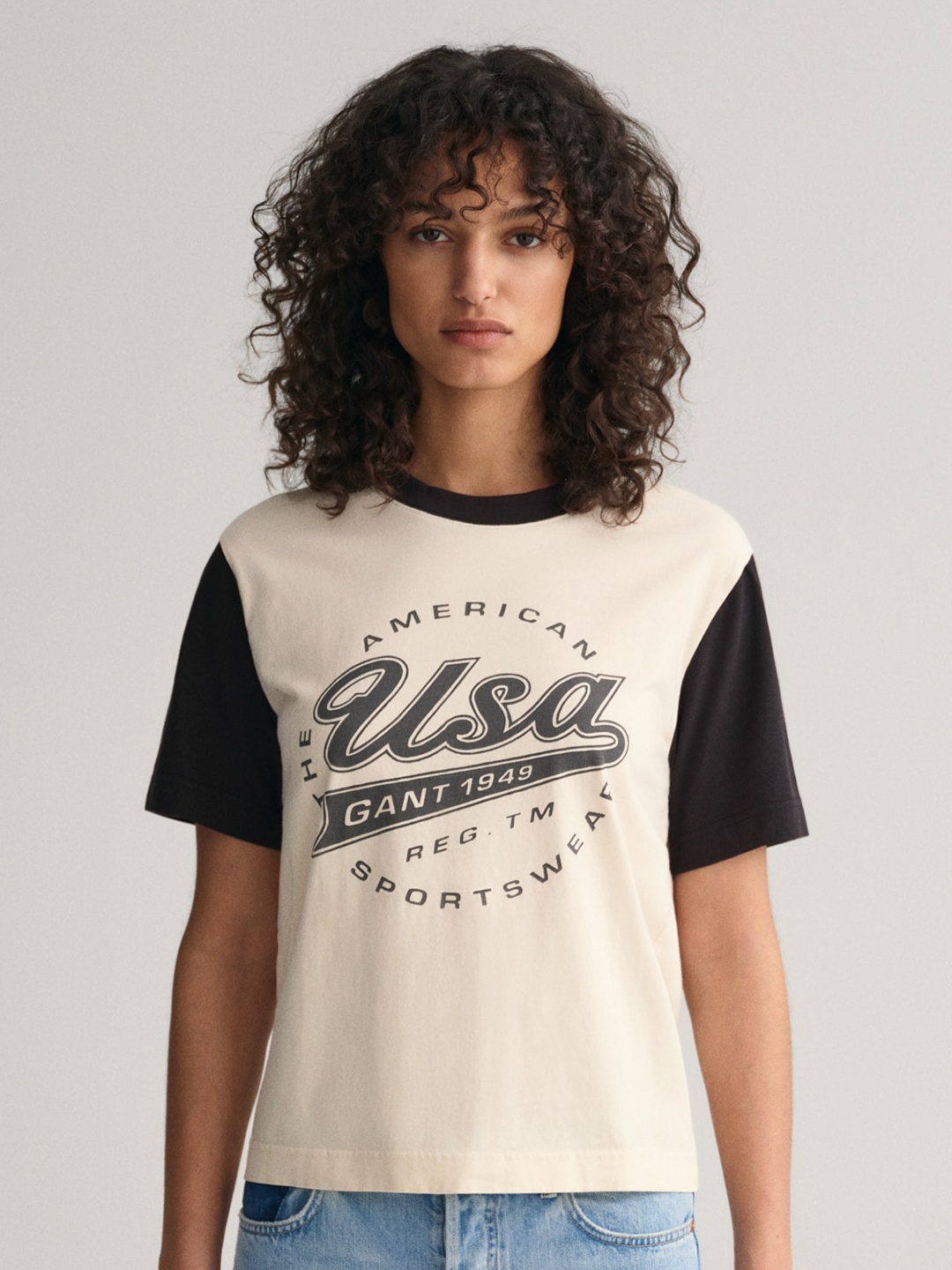 

GANT Typography Printed Pure Cotton T-shirt, Black