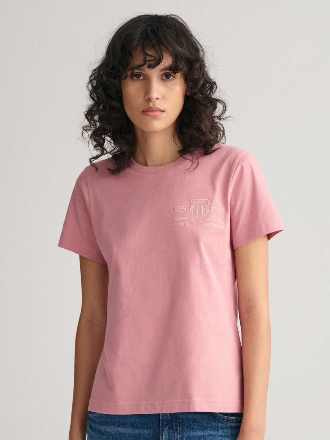 

GANT Round Neck Pure Cotton T-shirt, Pink