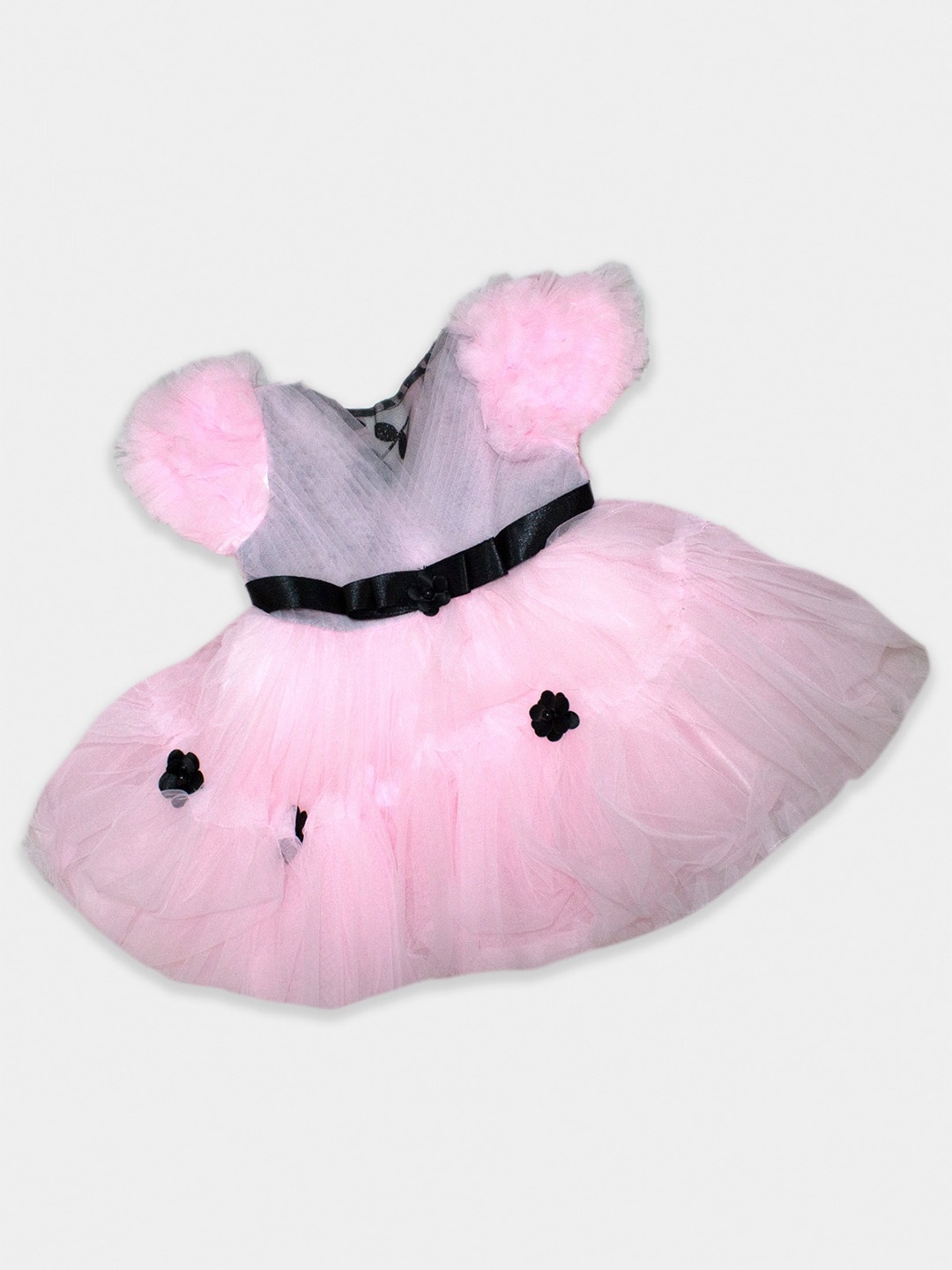 

Born Babies Infants Cotton Puff Sleeves Fit & Flare Dress, Pink