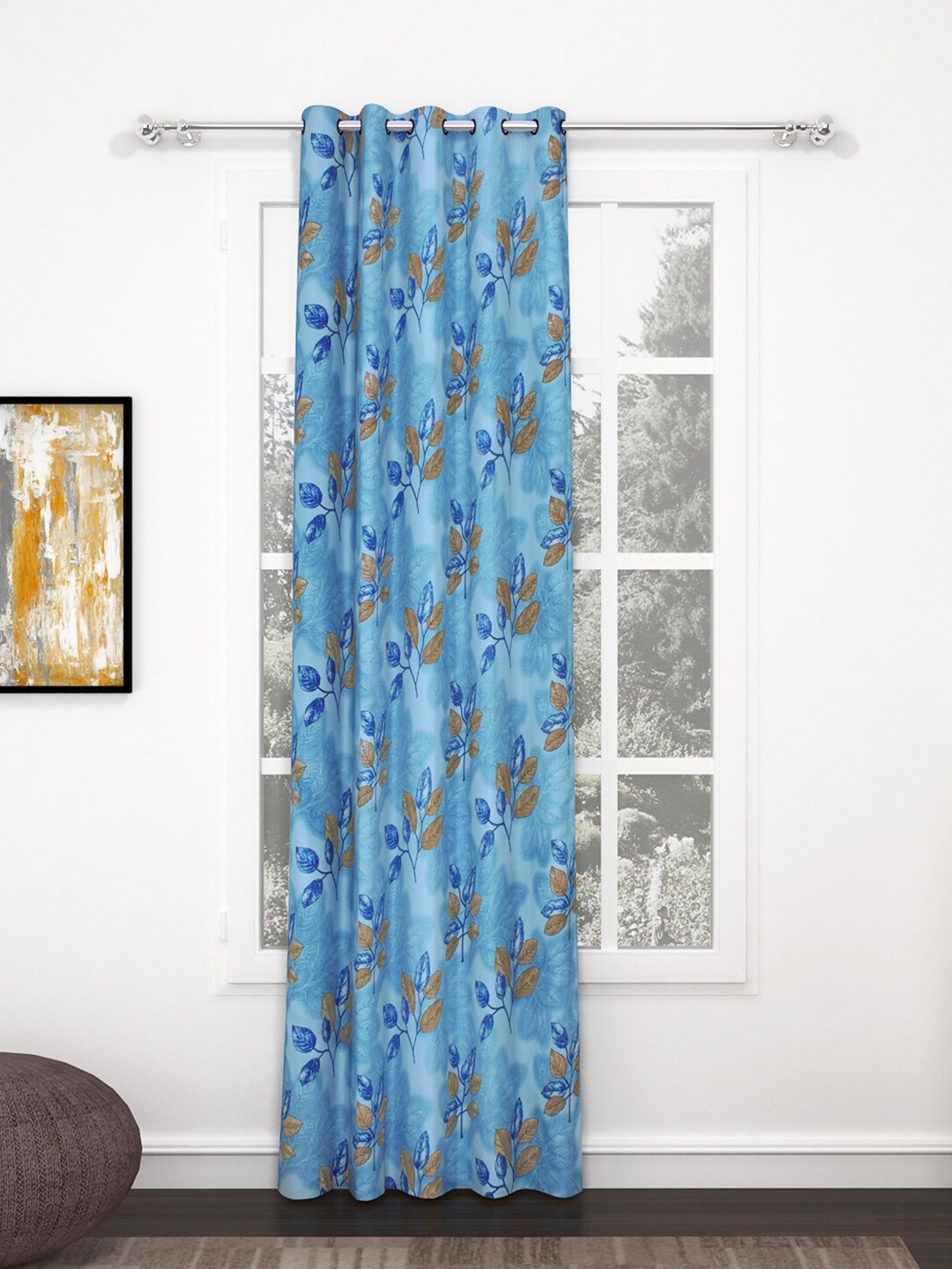 

Bedspun Raga Blue & Brown Floral Door Curtain