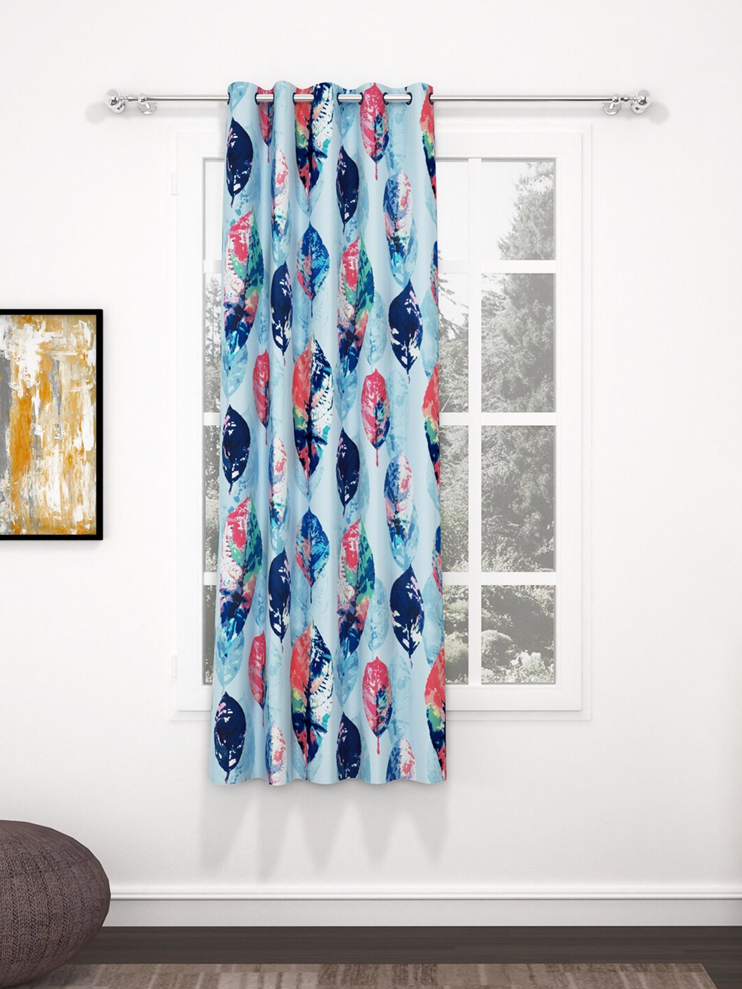 

Bedspun Raga Blue & Pink Abstract Window Curtain