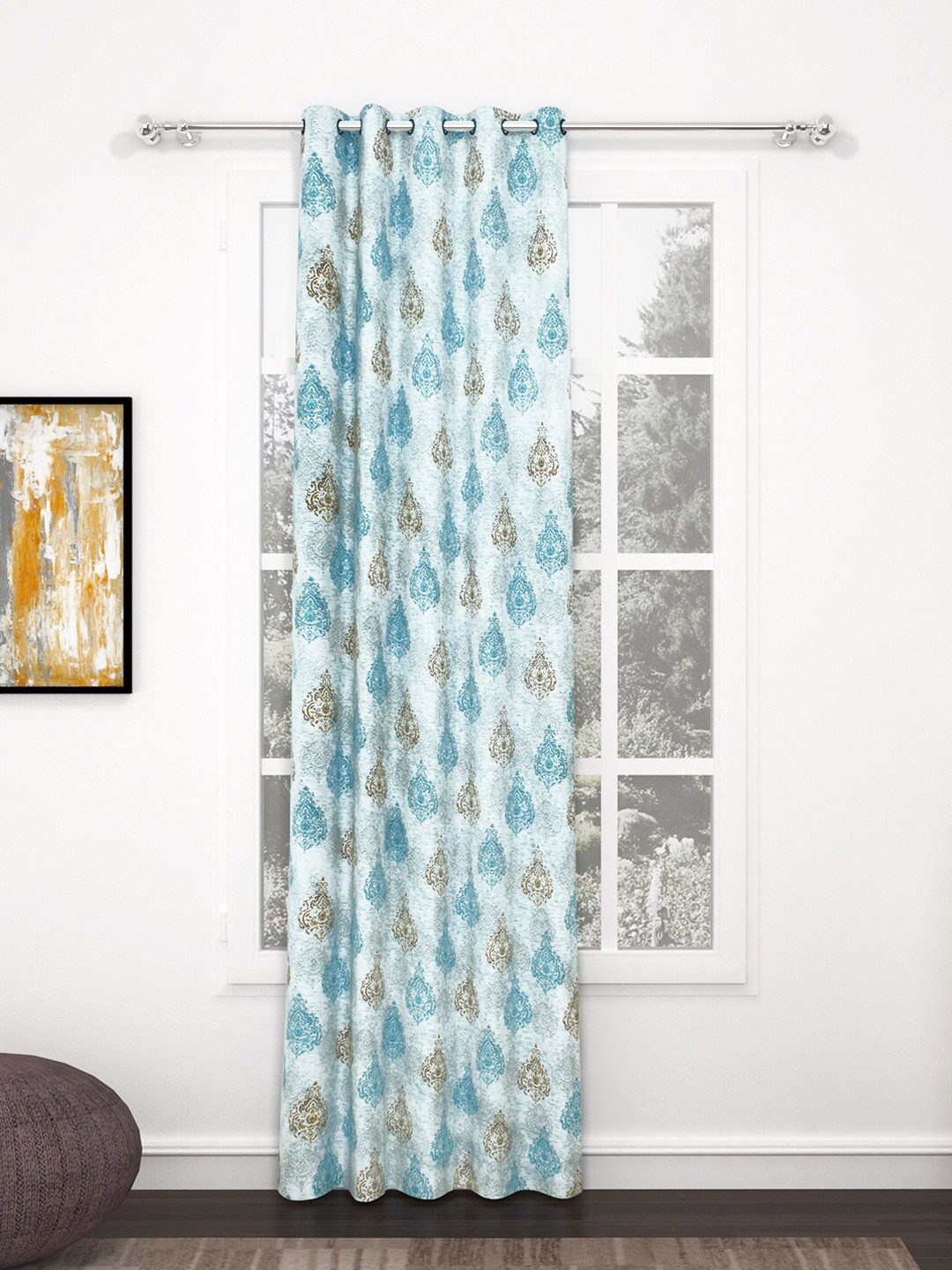 

Bedspun Raga White & Mustard Ethnic Motifs Door Curtain
