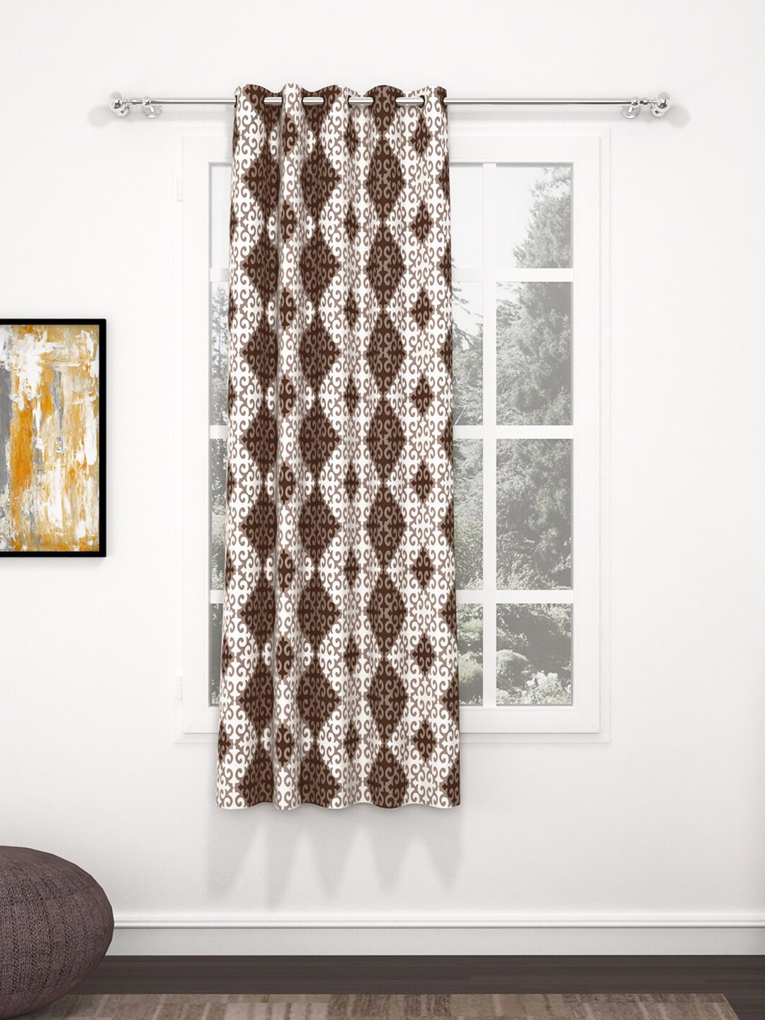 

Bedspun Raga Brown & White Ethnic Motifs Window Curtain