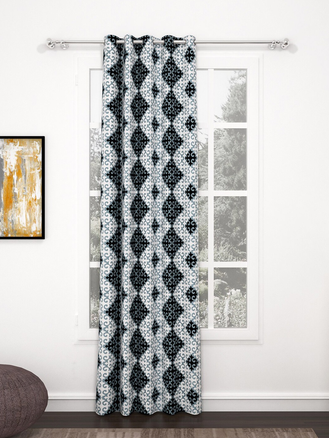 

Bedspun Raga Grey & White Ethnic Motifs Door Curtain