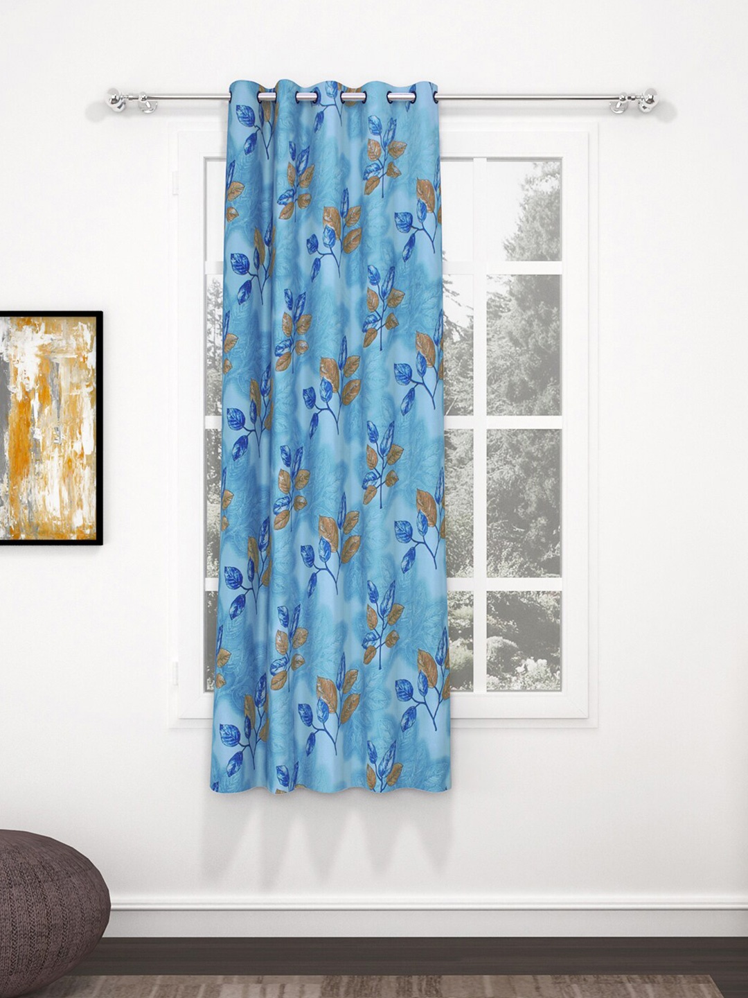 

Bedspun Raga Blue & Brown Floral Window Curtain