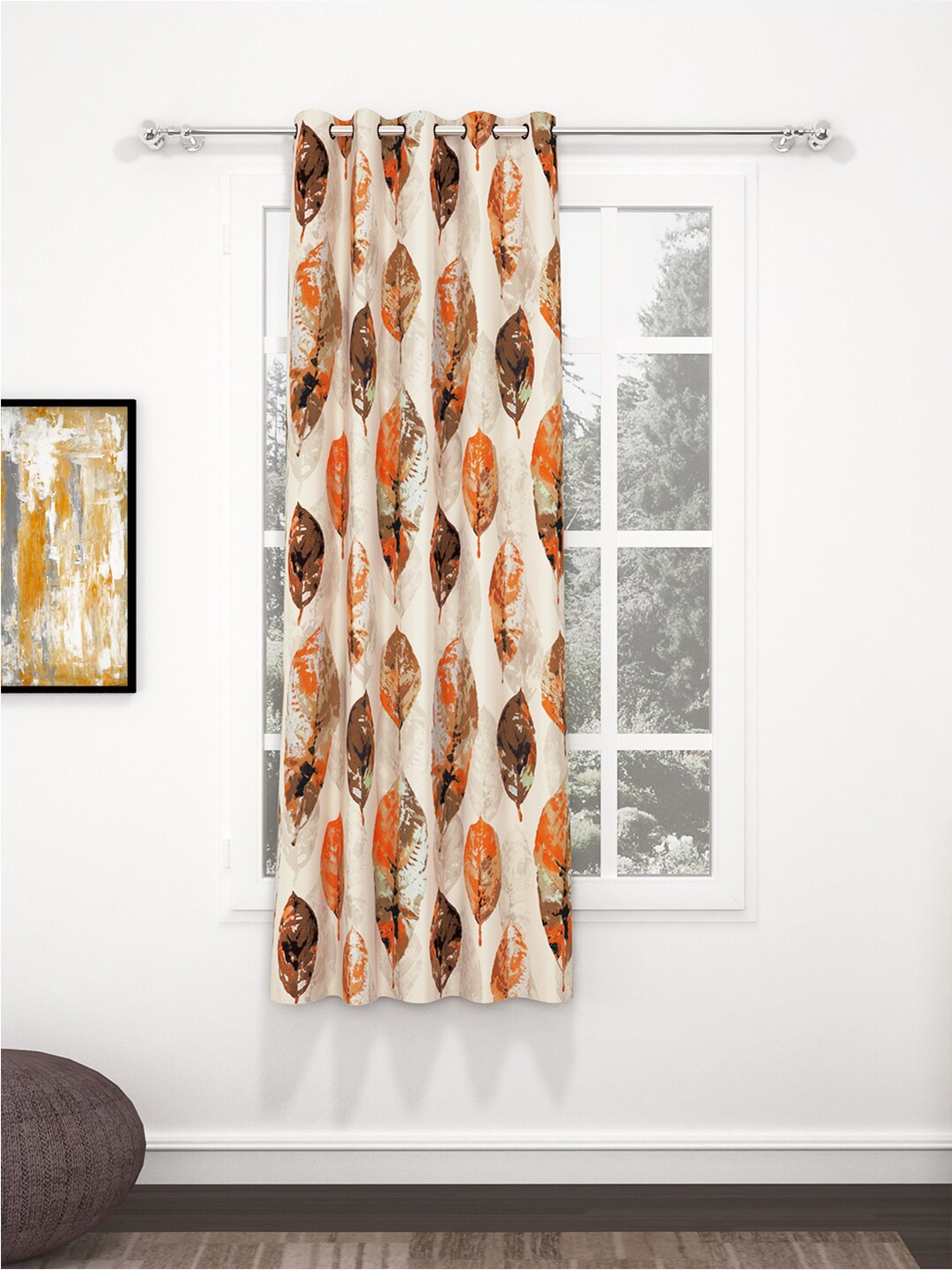 

Bedspun Raga Beige & Orange Floral Window Curtain