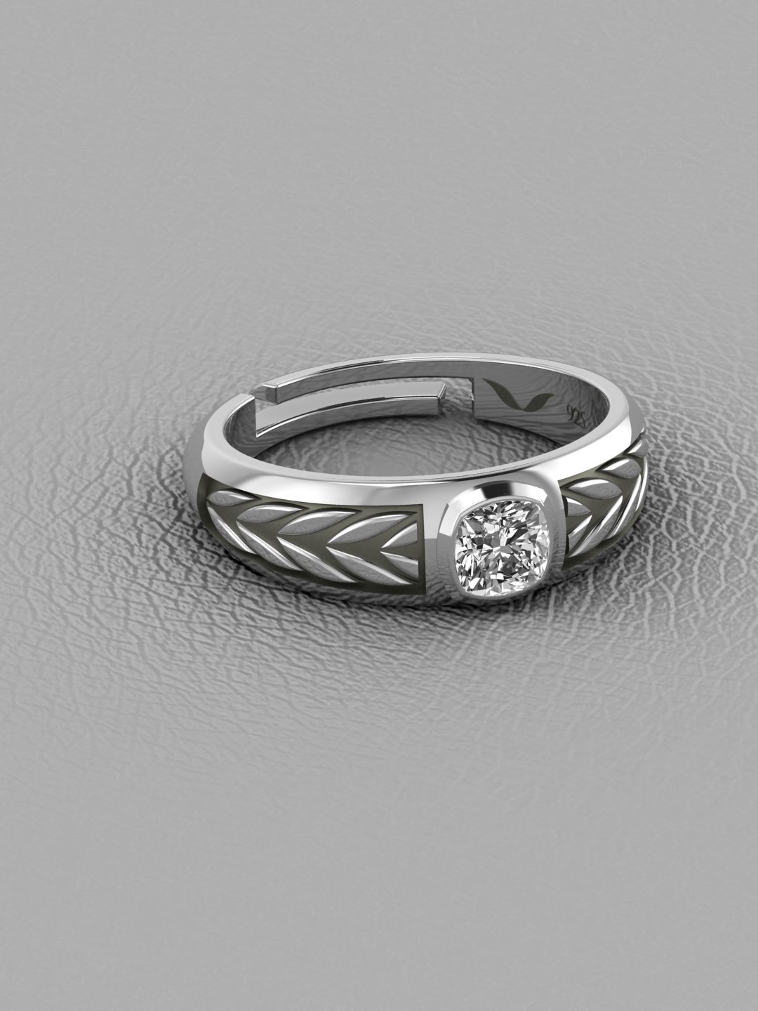 

Vitra Jewellery Rhodium-Plated American Diamond-Studded Ring, Silver