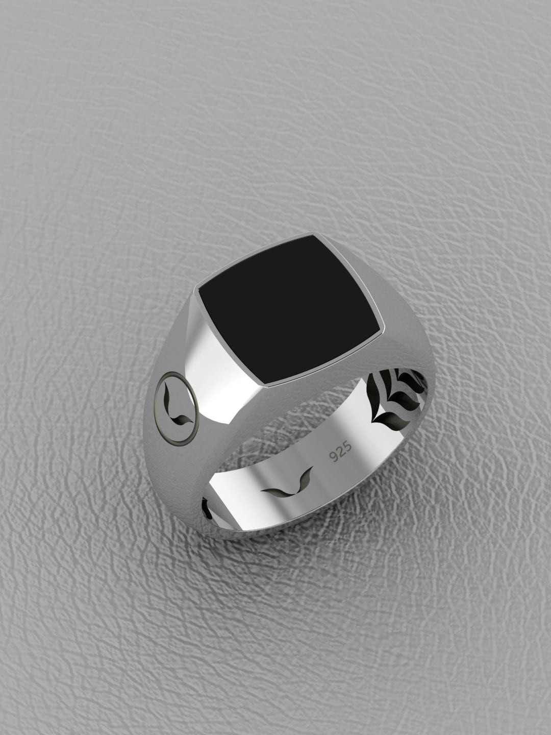 

Vitra Jewellery Rhodium-Plated 925 Sterling Silver Onyx-Studded Ring