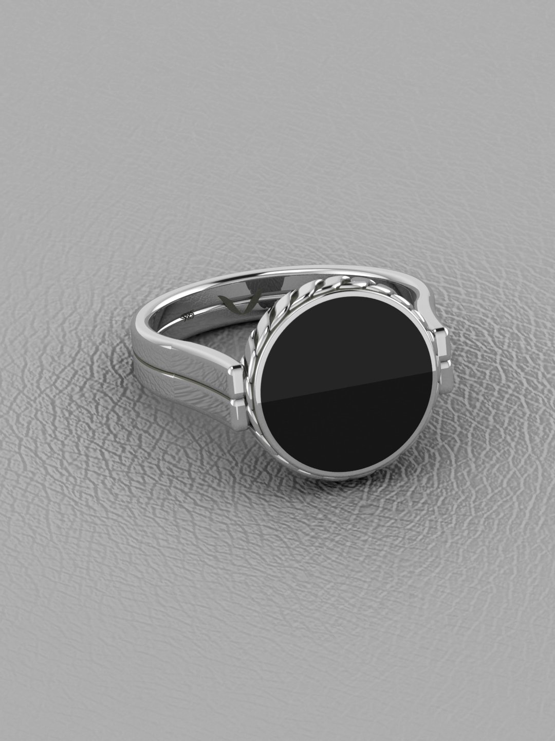 

Vitra Jewellery Rhodium-Plated 925 Sterling Silver Onyx-Studded Ring