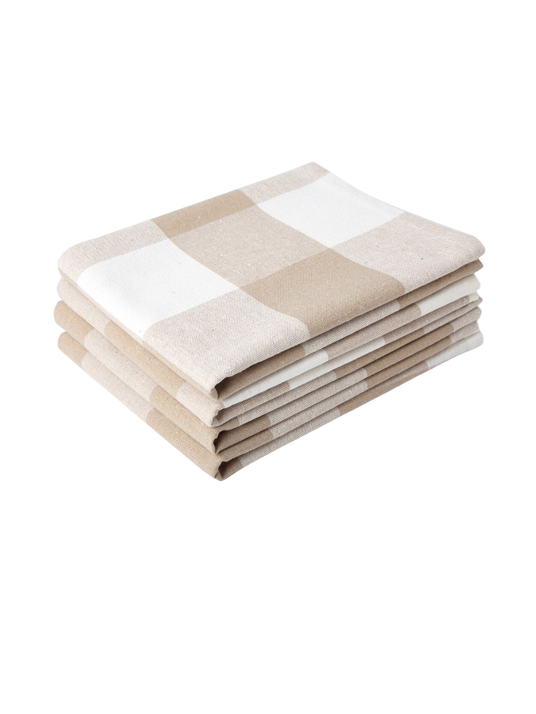 

Encasa Homes White & Beige 4 Pieces Checked Cotton Kitchen Towels