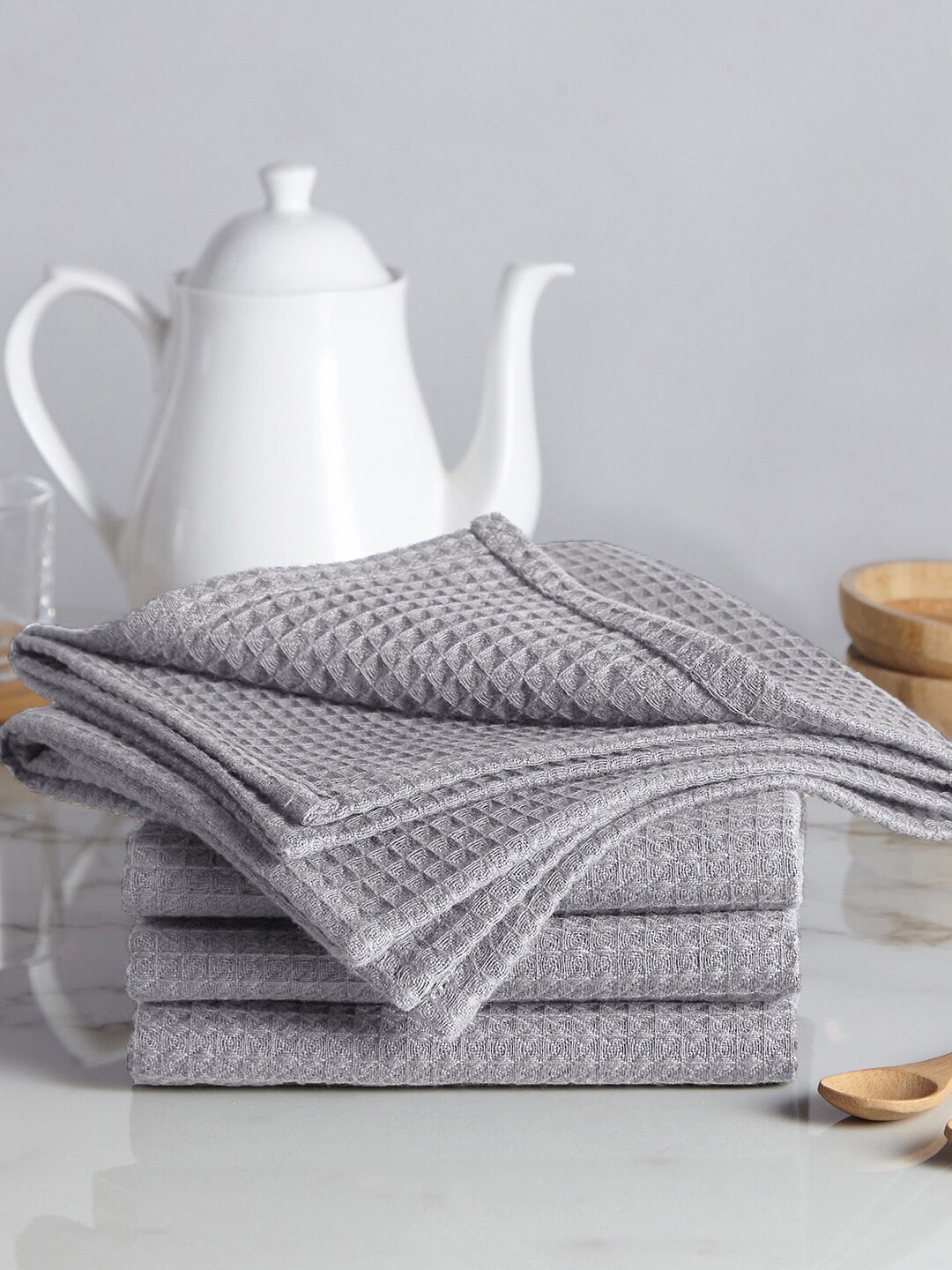 

Encasa Homes Grey 4 Pieces Cotton Kitchen Towels