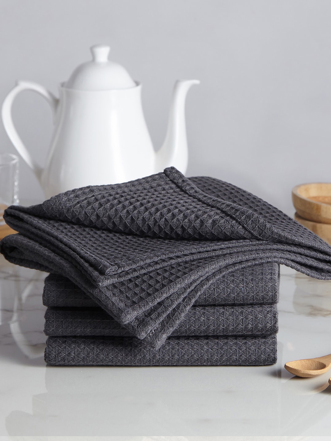

Encasa Homes Grey 4 Pieces Cotton Kitchen Towels