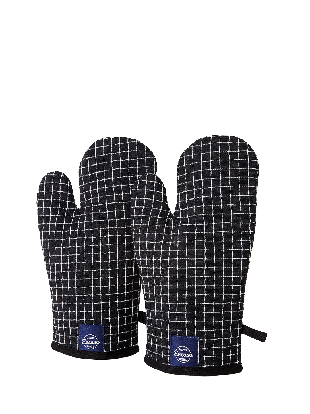 

Encasa Homes Black & White Checked Pure Cotton Oven Glove