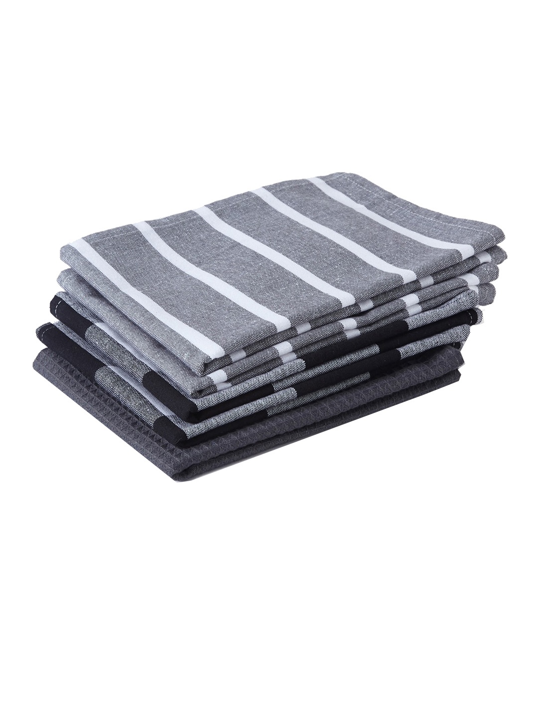 

Encasa Homes 5-Pc Grey & White Striped Cotton Kitchen Towels