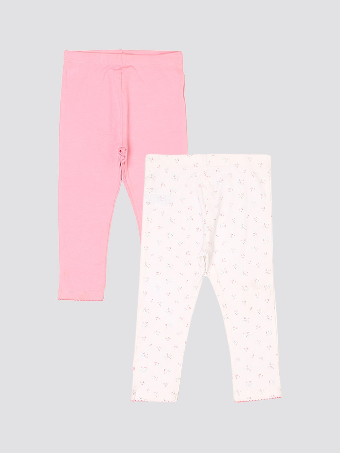 

mothercare Infants Pack Of 2 Printed Cotton Ankle Length Leggings, White