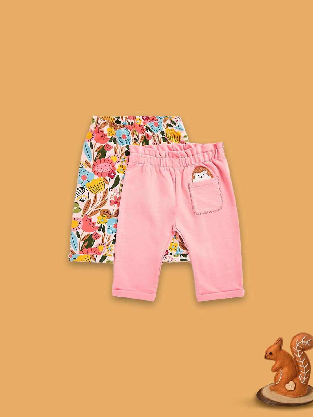 

mothercare Infants Pack Of 2 Cotton Leggings, Pink