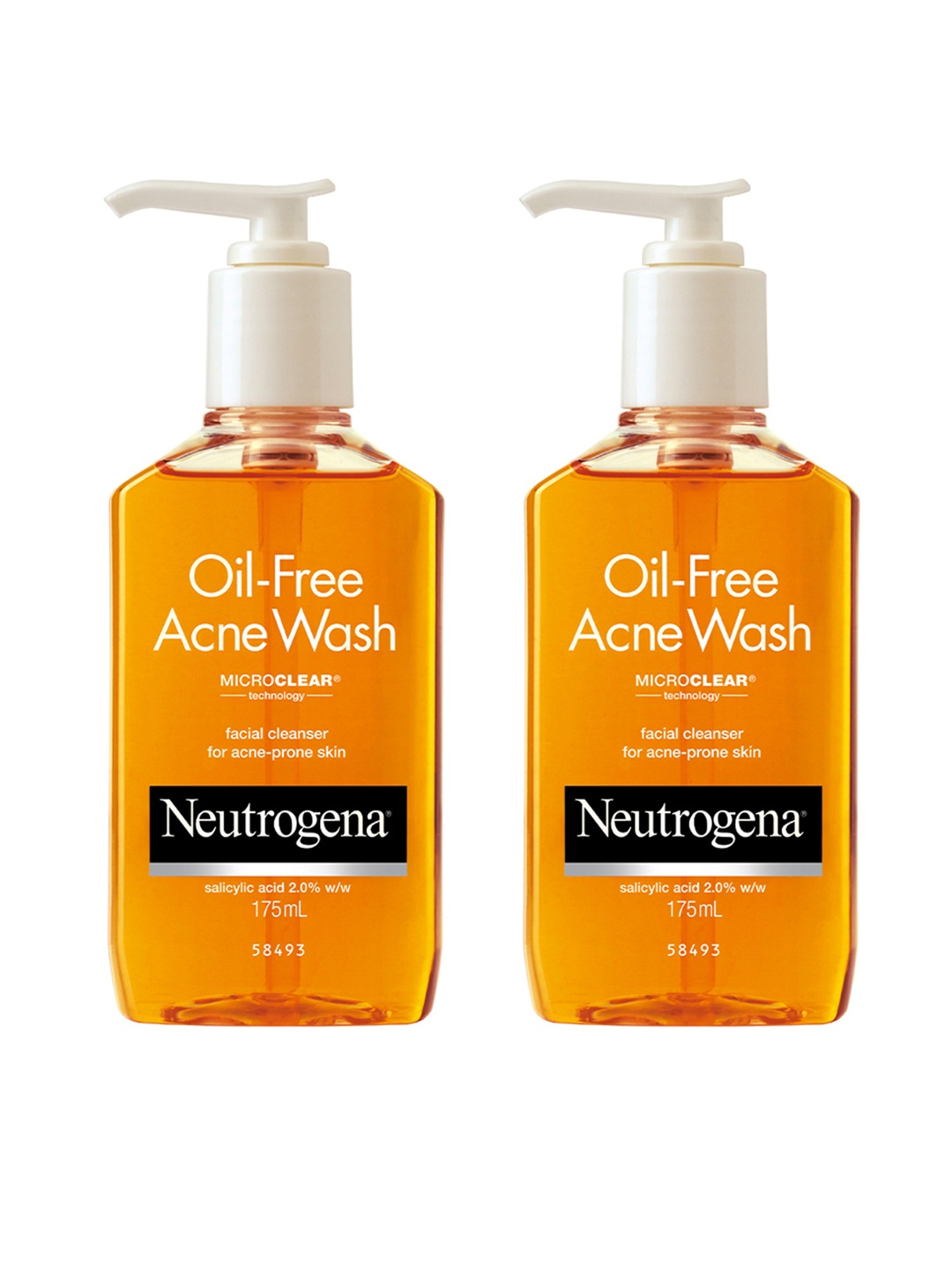 

Neutrogena Set of 2 Oil-Free Acne Face Wash for Acne-Prone Skin - 175ml each, Orange