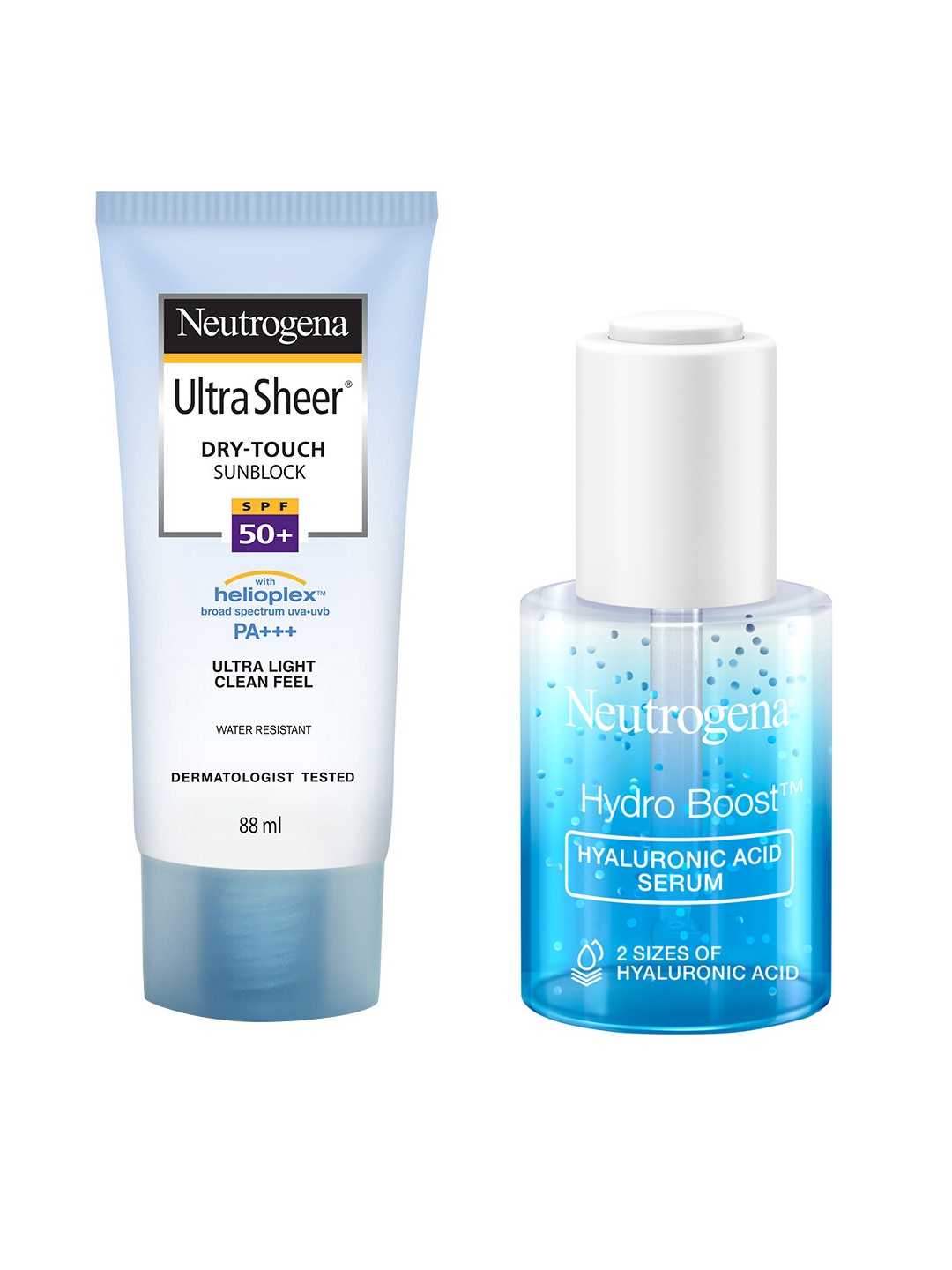 

Neutrogena Set of Hydro Boost Hyaluronic Acid Face Serum 30ml & UltraSheer Sunblock 88ml, Blue