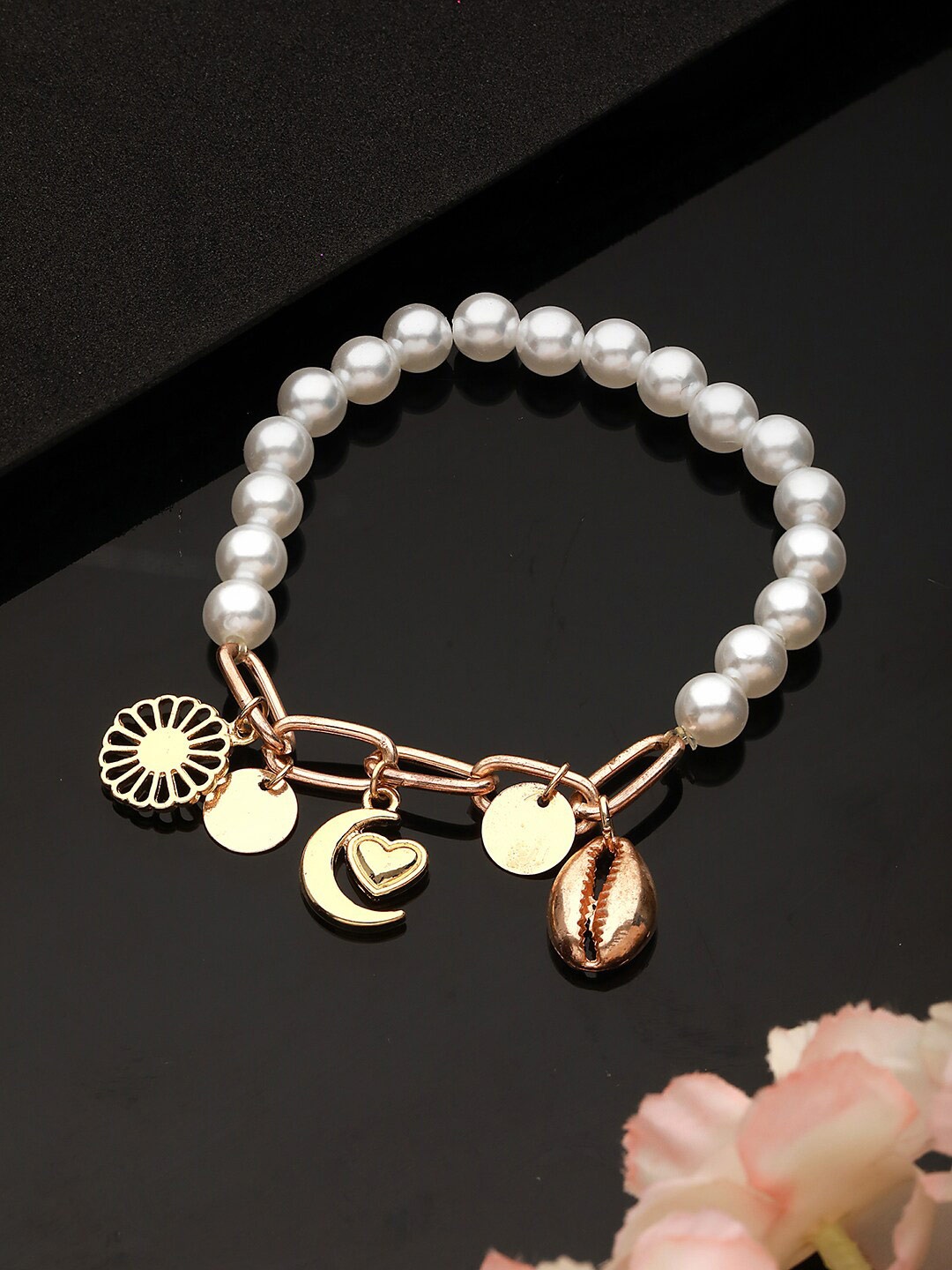 

Jazz and Sizzle Gold-Plated Beaded Charm Bracelet