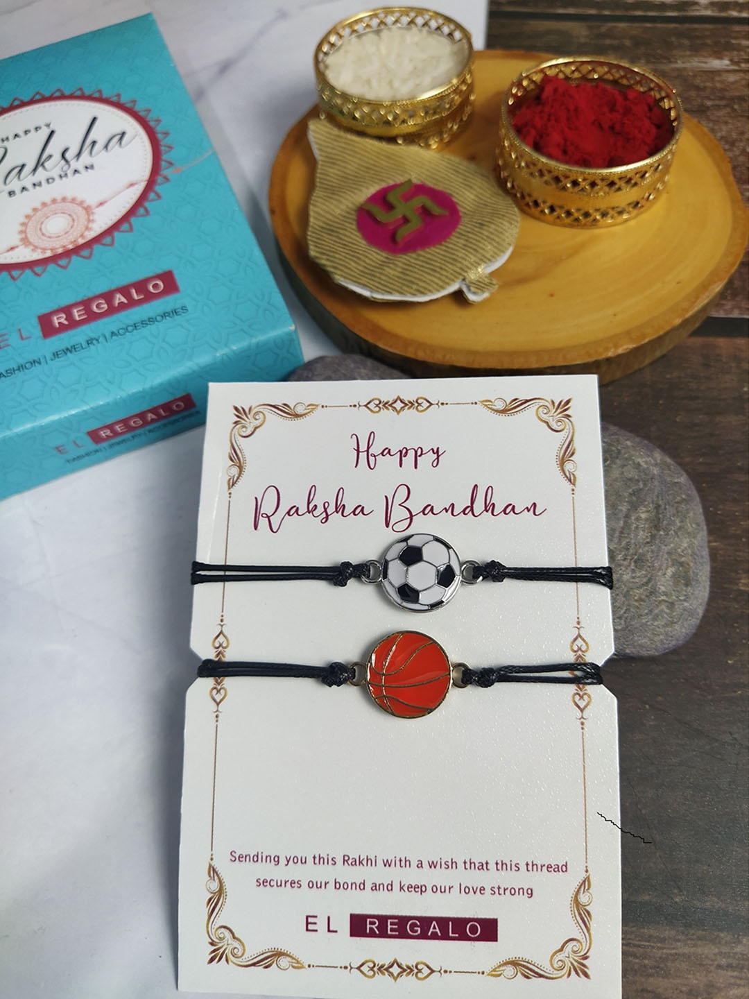 

EL REGALO Set Of 2 Charm Wraparound Rakhi, Black