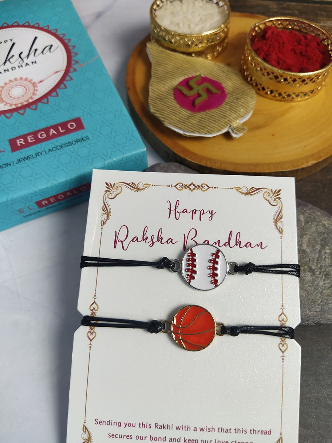 

EL REGALO Set Of 2 Charm Detail Wraparound Rakhis, Black