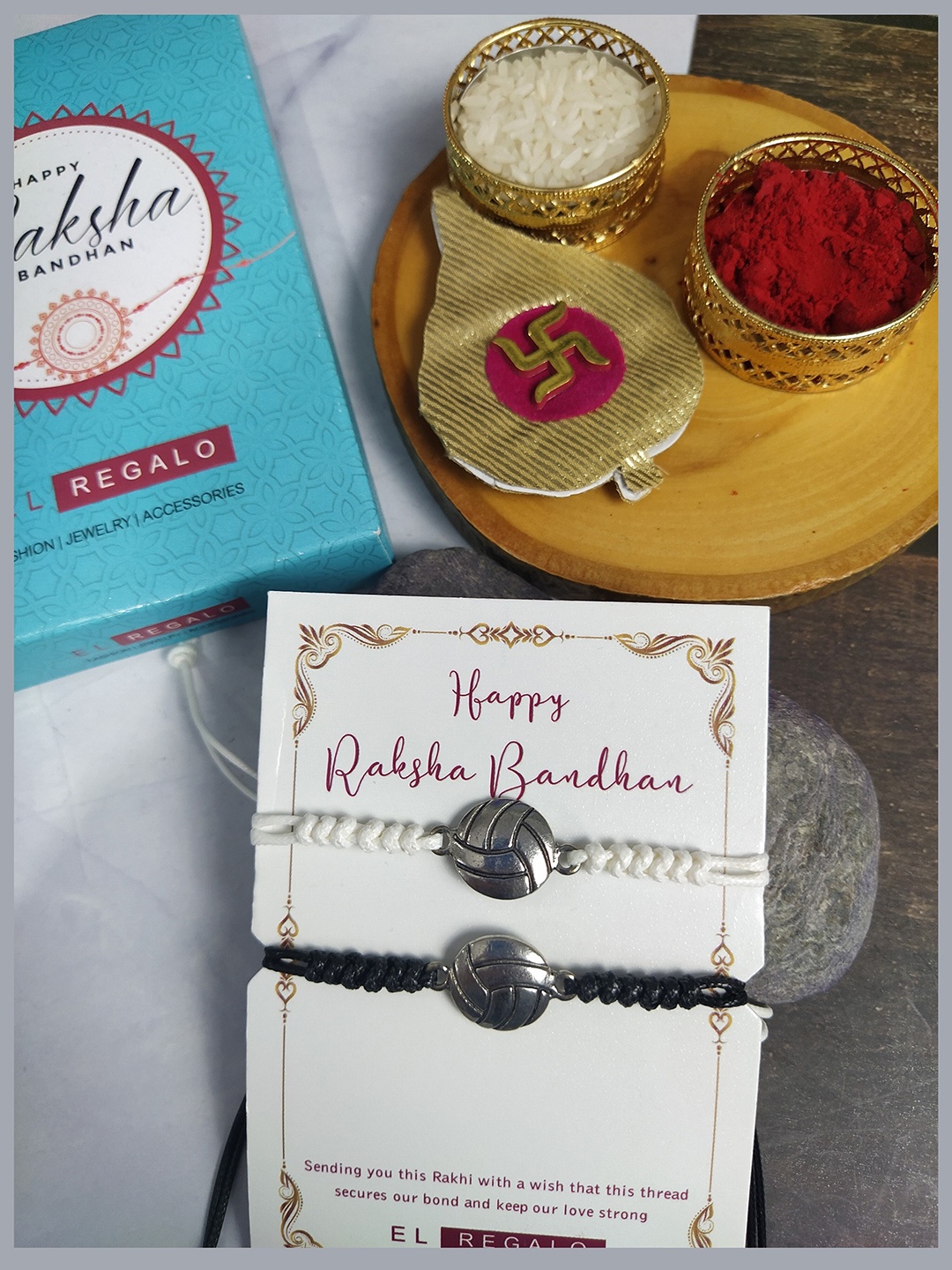 

EL REGALO Set Of 2 Wraparound Rakhis, Silver