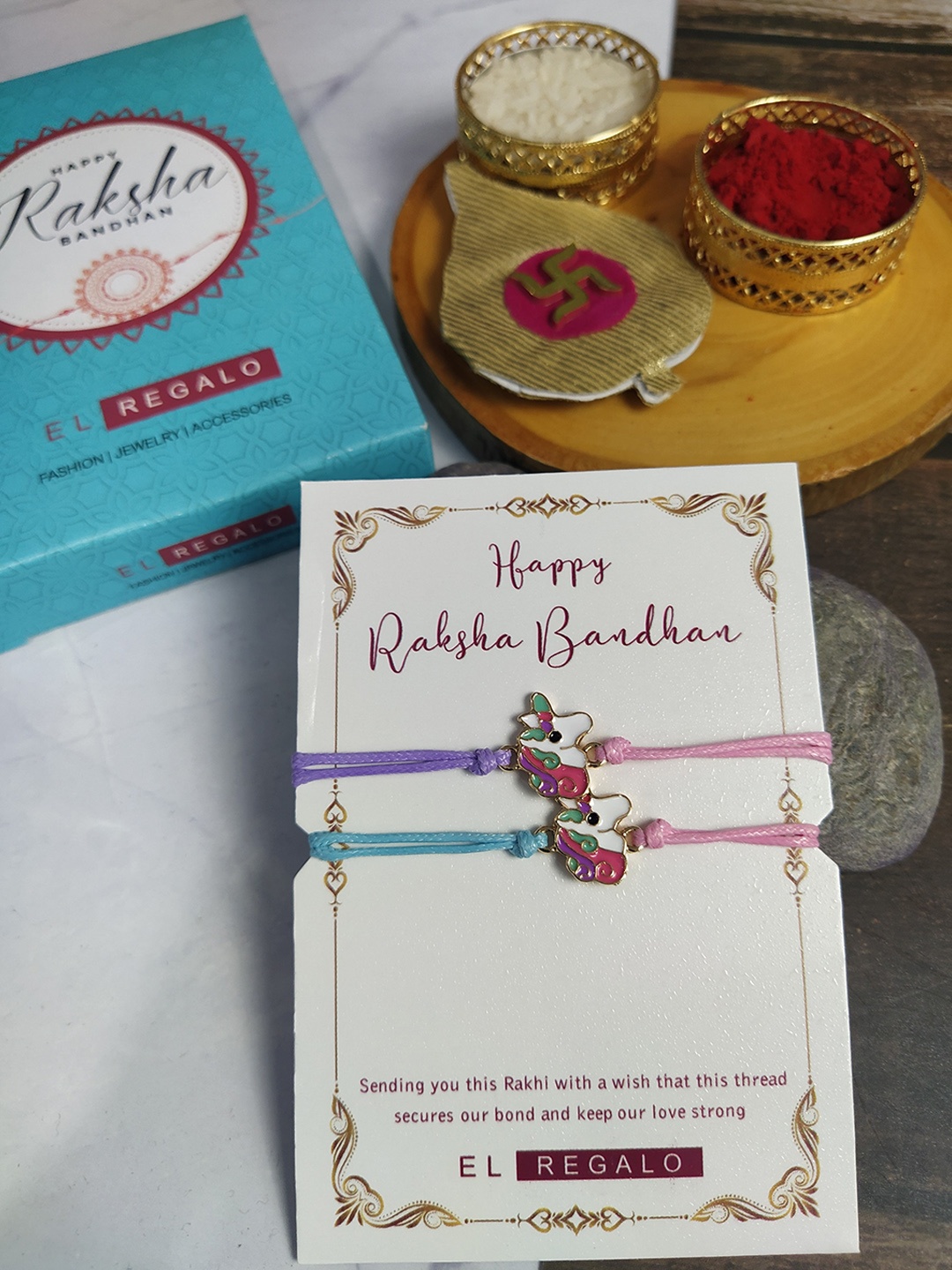 

EL REGALO Set Of 2 Charm Detail Rakhis, Pink