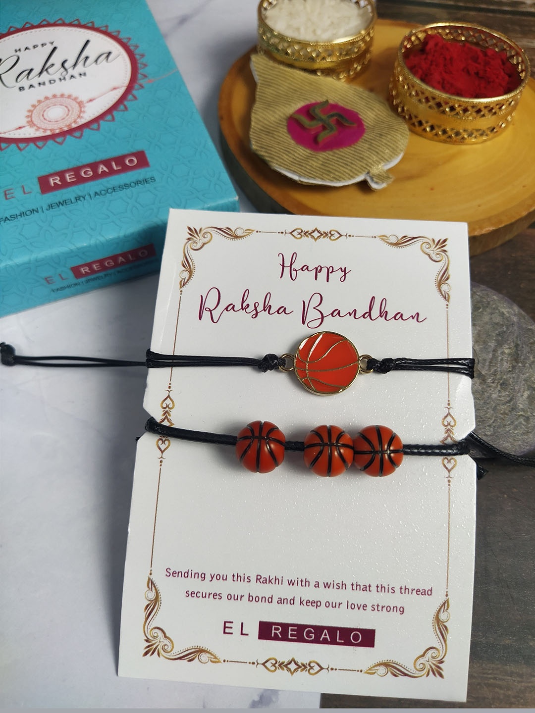 

EL REGALO Set Of 2 Charm Detail Rakhis, Black
