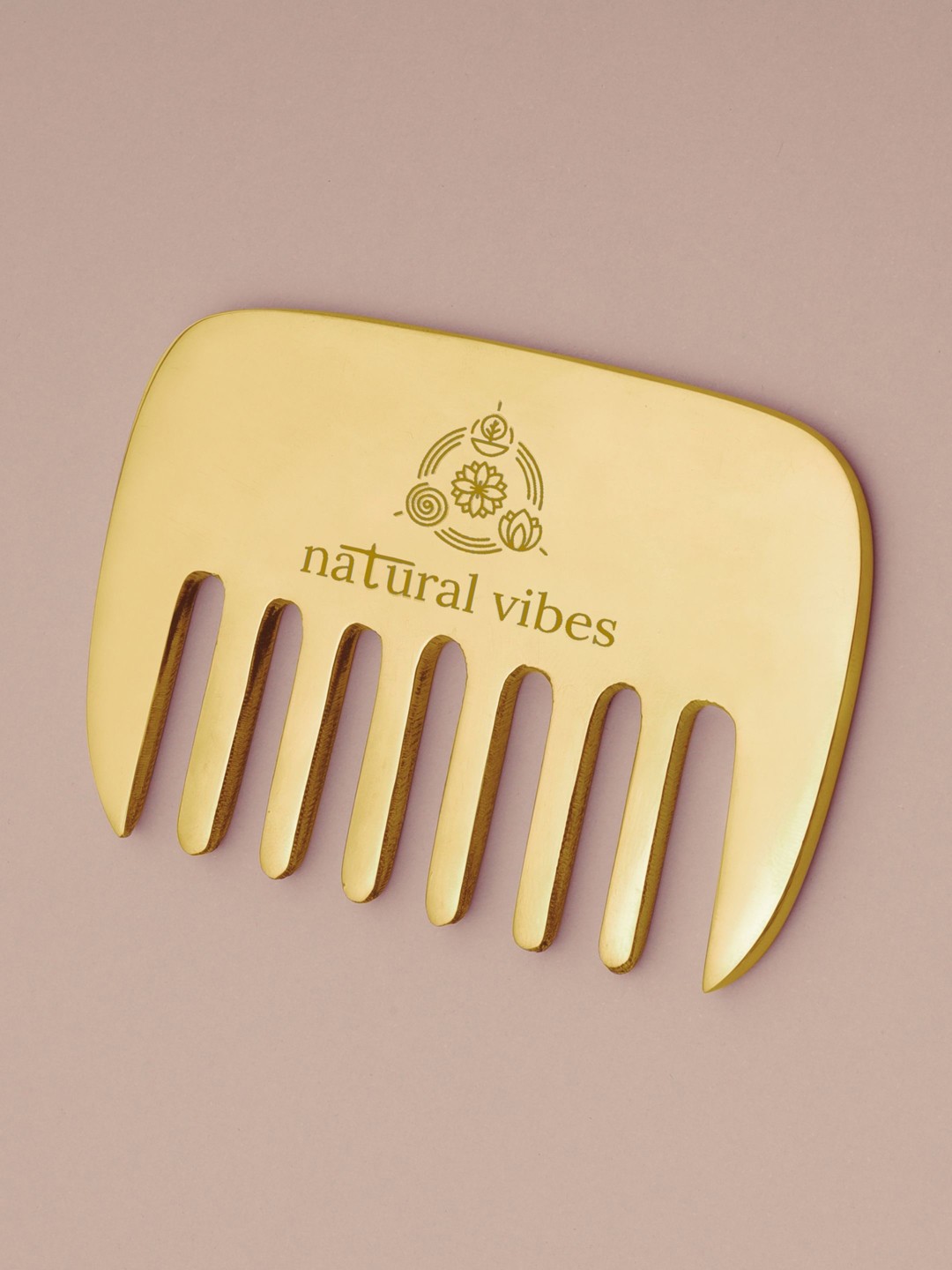 

natural vibes 100% Pure Kansa Hair Comb for Hair Fall & Stress Relief - Gold Toned