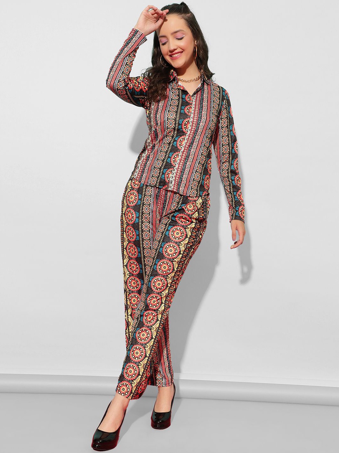

Selvia Ethnic Motifs Printed Co-Ords, Black