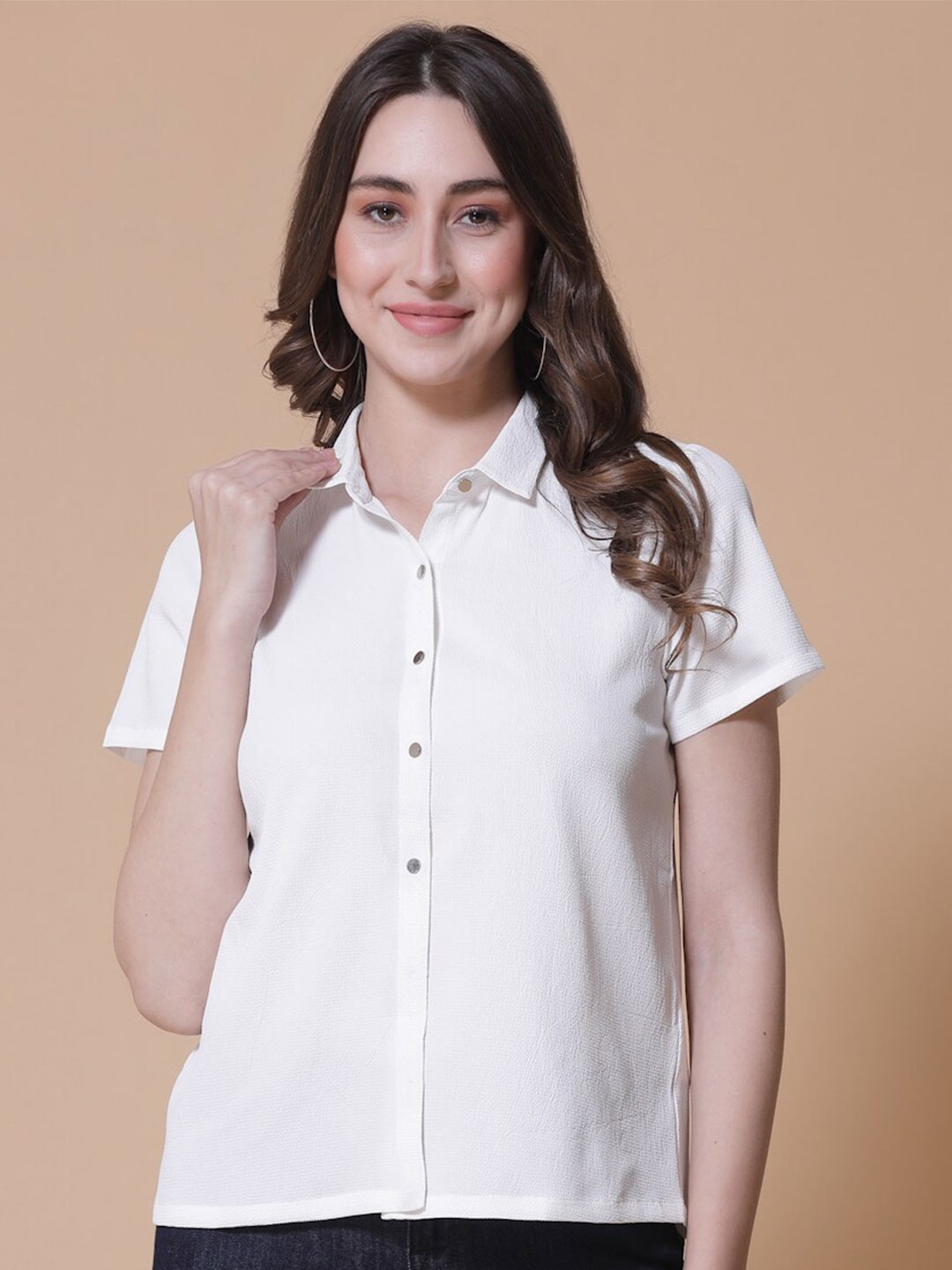 

HOUSE OF KKARMA Classic Opaque Casual Shirt, White