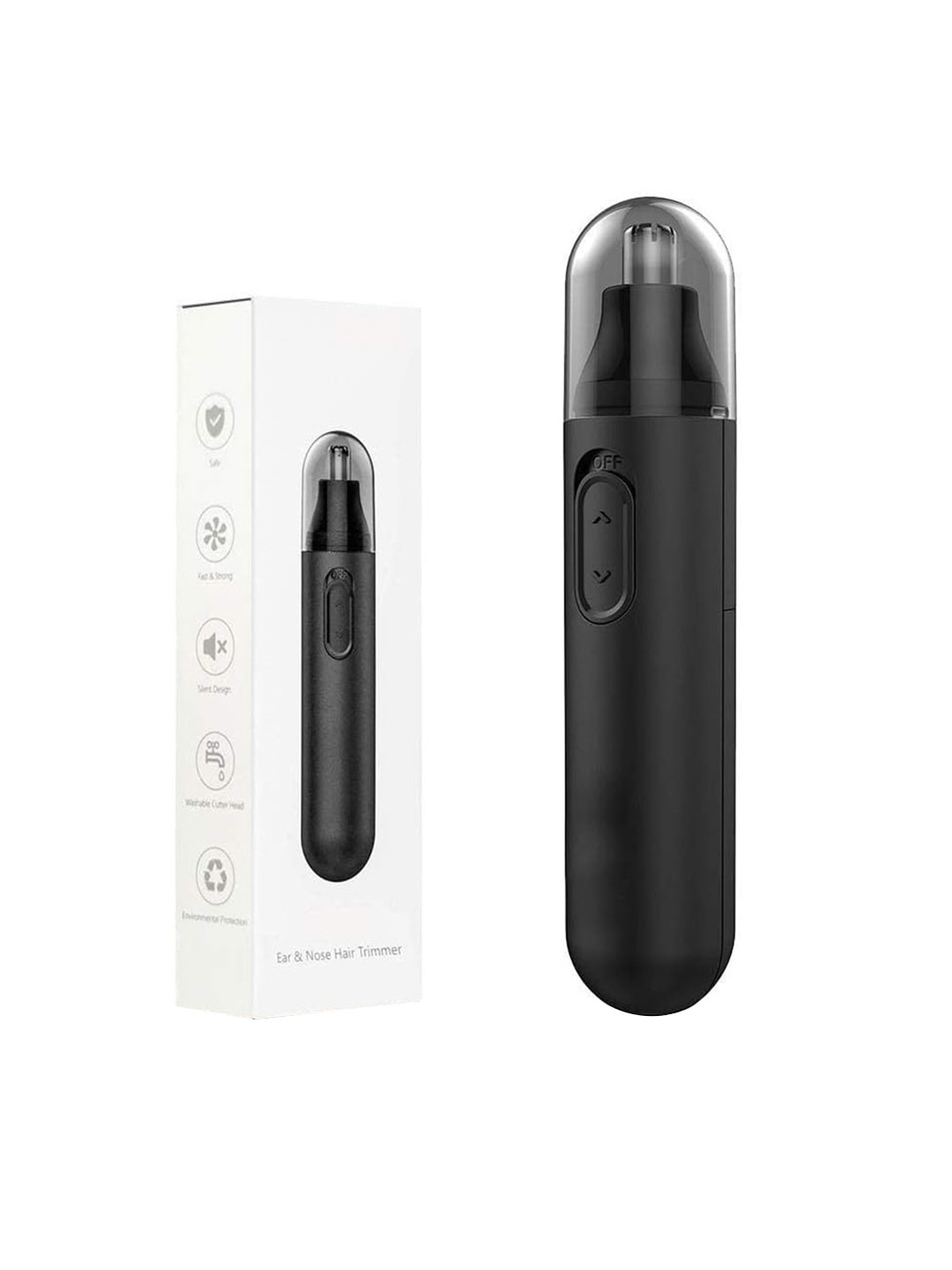 

PAINLESS Nose & Ear Hair Trimmer With Battery Cleaning Brush, Black