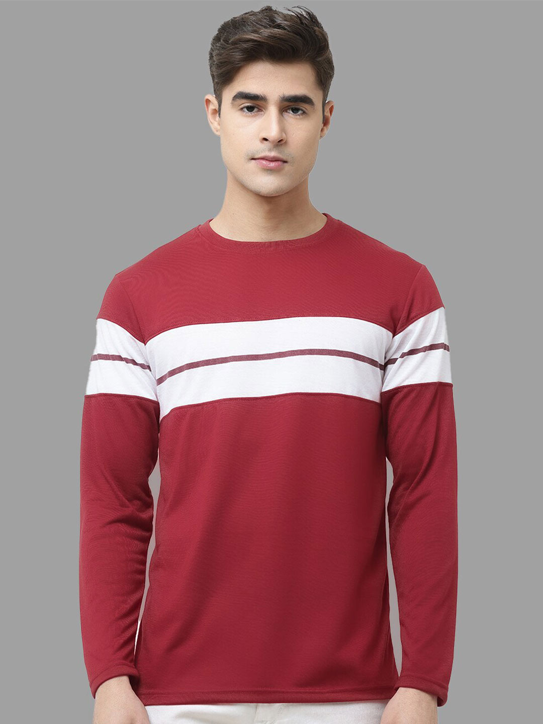

Leotude Striped Cotton T-Shirt, Maroon