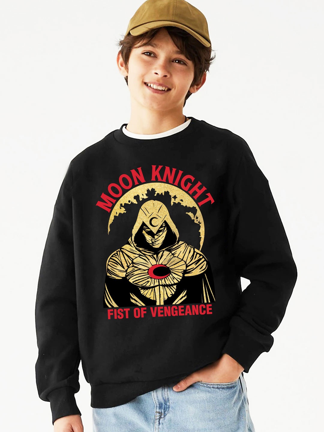 

KINSEY Boys Marvel MoonKnight Printed Fleece Sweatshirt, Black