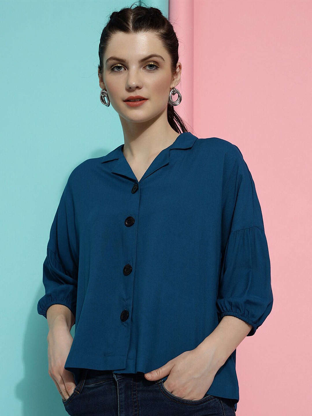 

CLEMIRA Shirt Style Top, Taupe