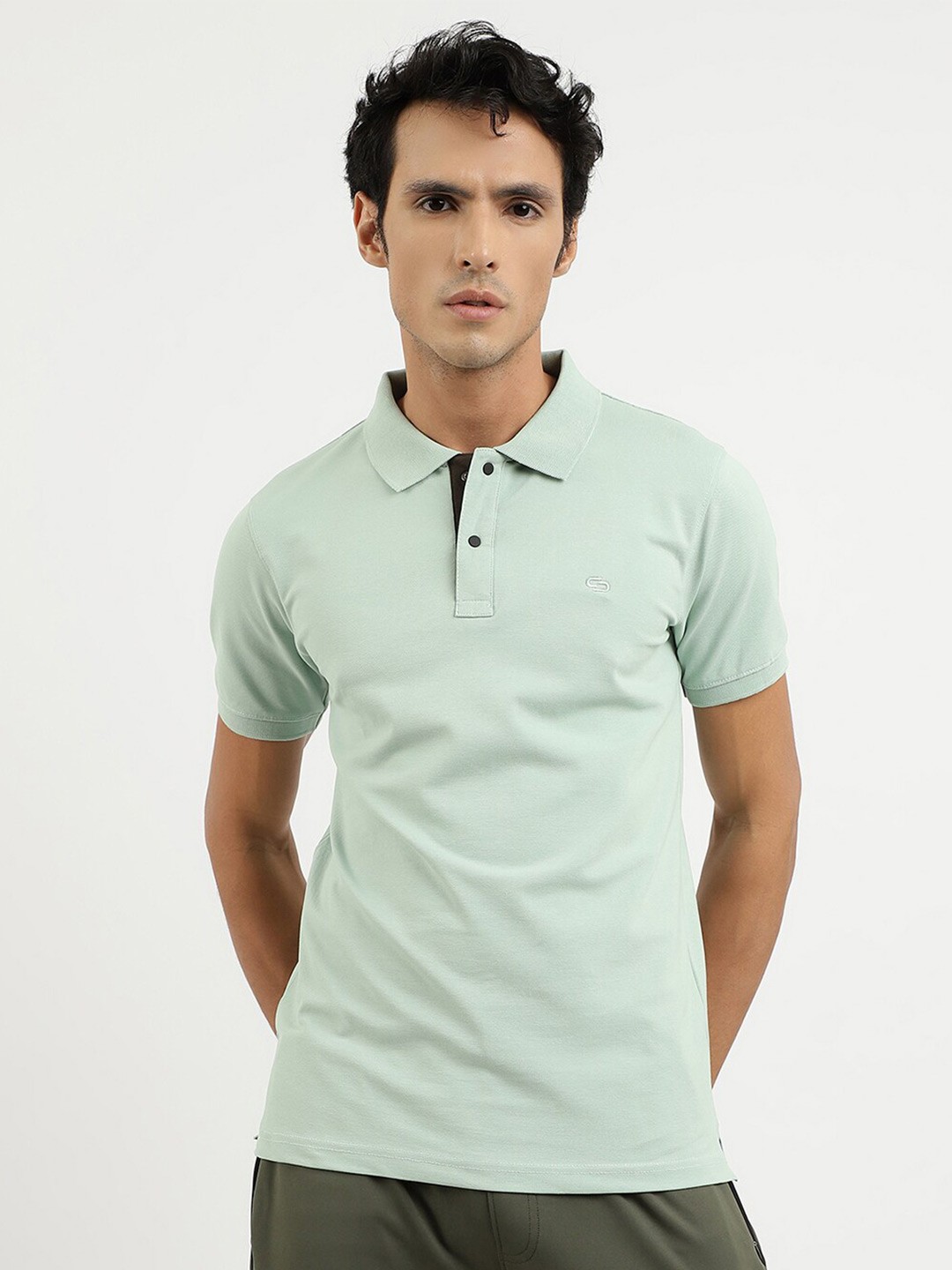 

Spolei Slim Fit Cotton Polo Collar T-Shirt, Green