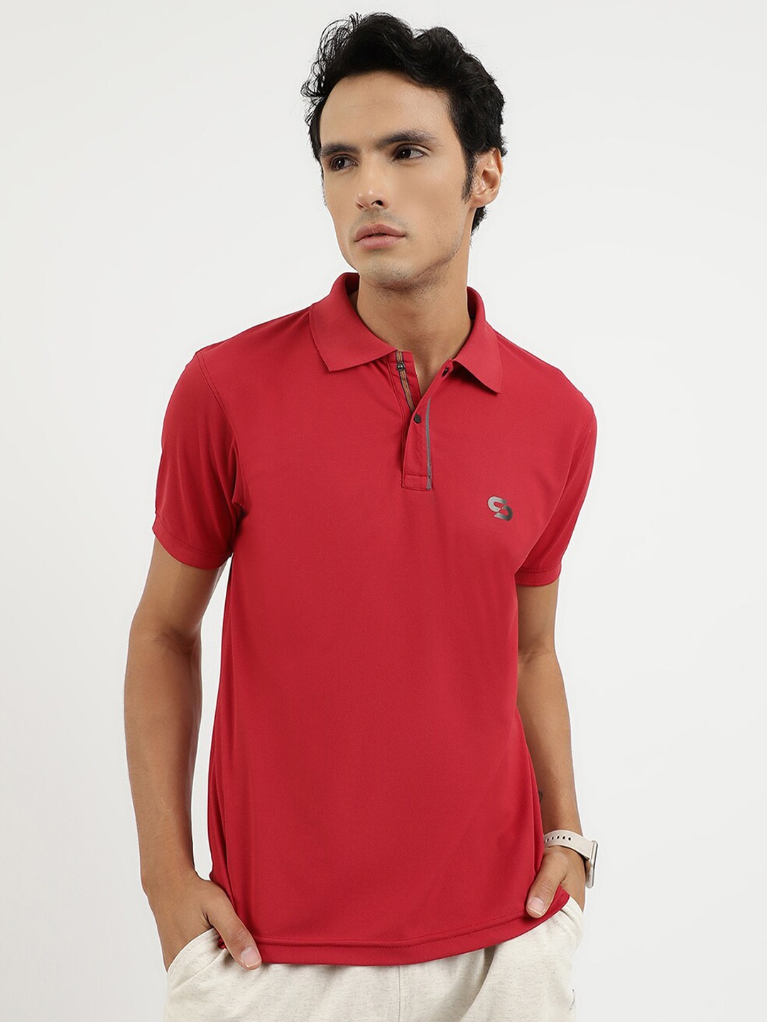 

Spolei Polo Collar Training or Gym T-shirt, Red