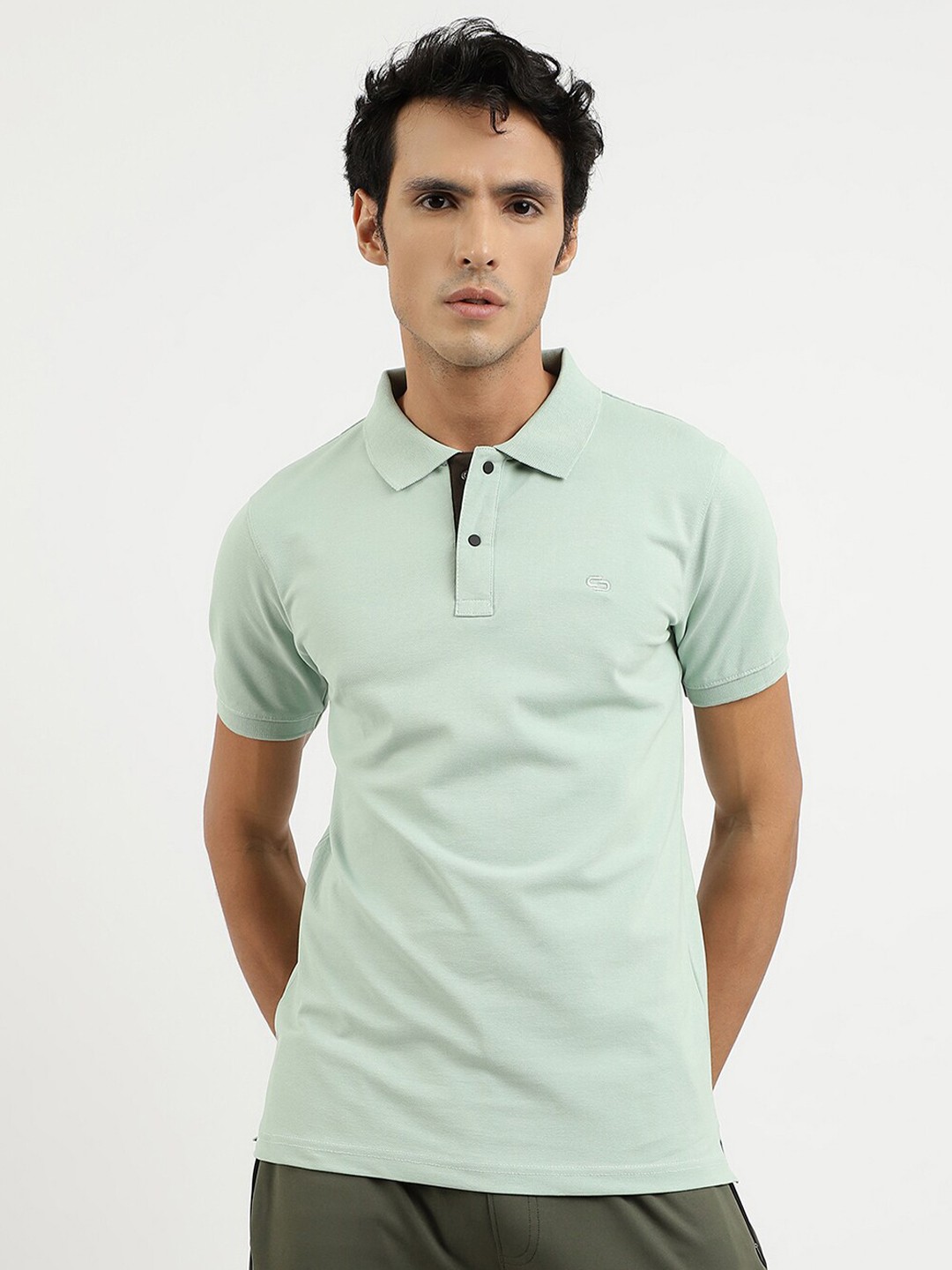 

Spolei Slim Fit Cotton Polo Collar T-Shirt, Sea green