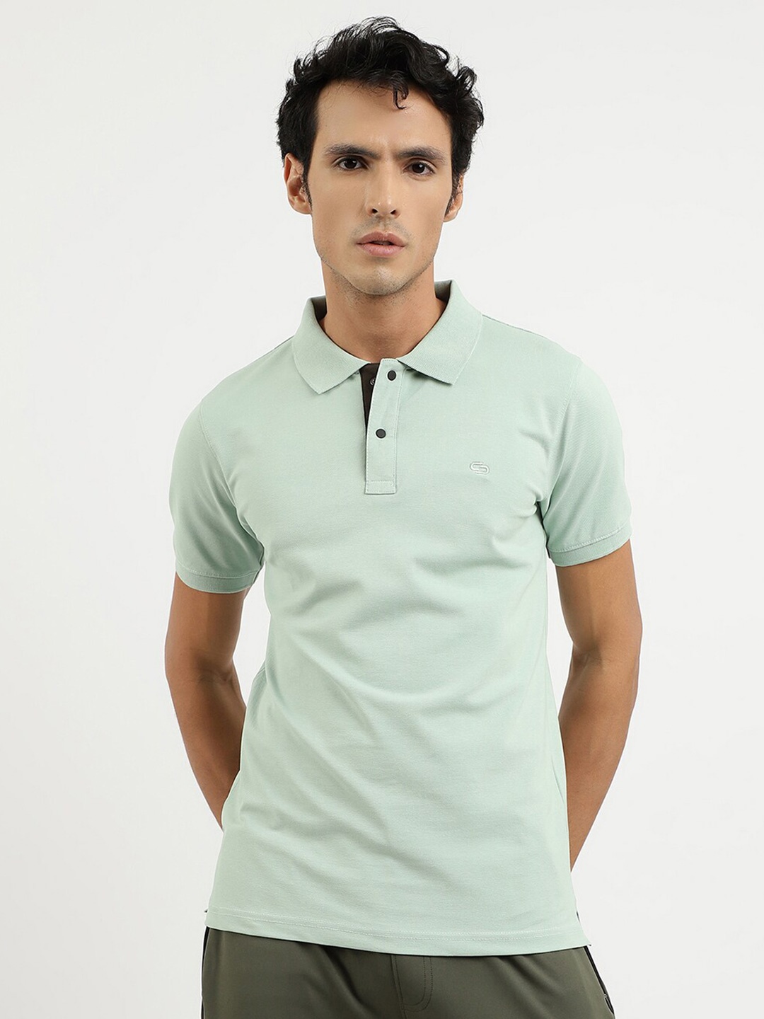 

Spolei Slim Fit Cotton Polo Collar T-Shirt, Sea green