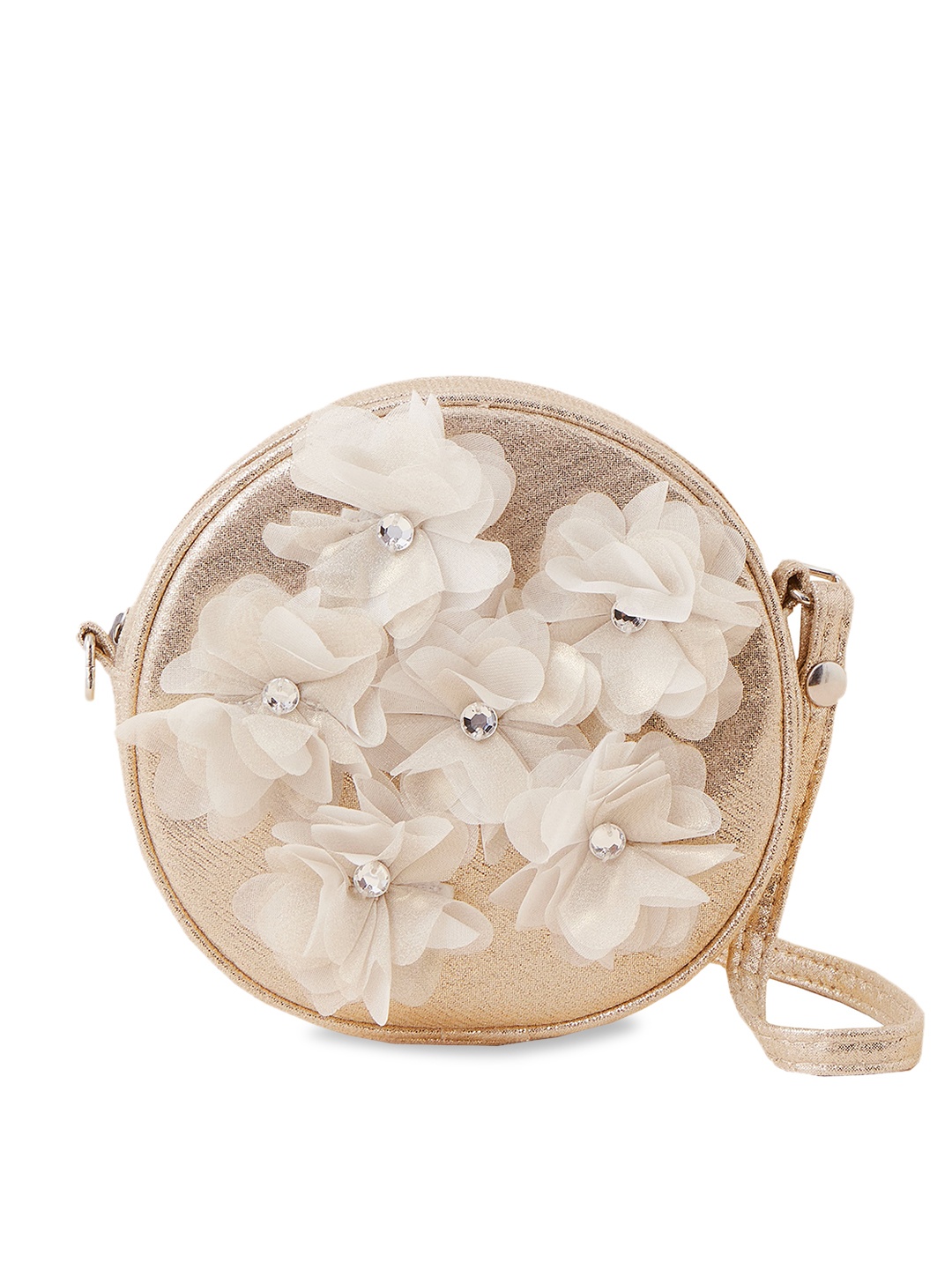 

Accessorize Girls Flower Embellished Structured Sling Bag, Gold