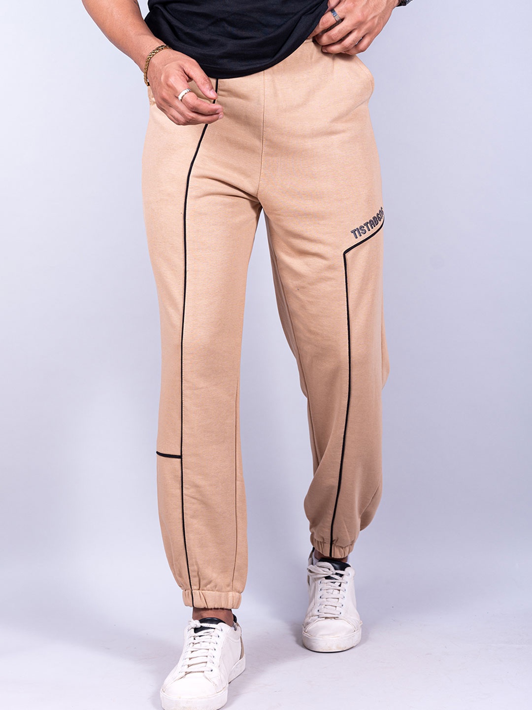 

Tistabene Men Striped Cotton Joggers, Beige