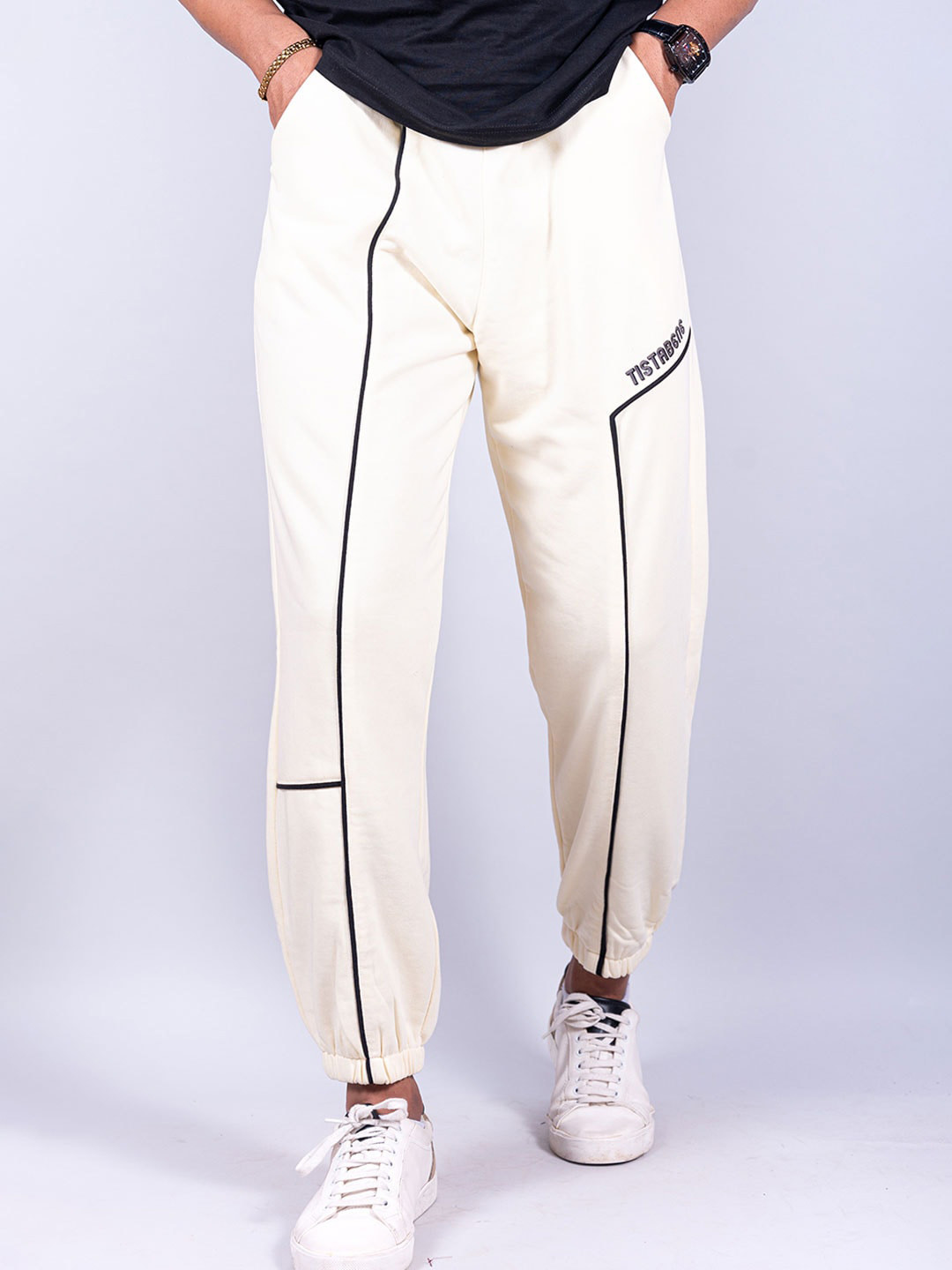 

Tistabene Men Striped Cotton Joggers, Yellow
